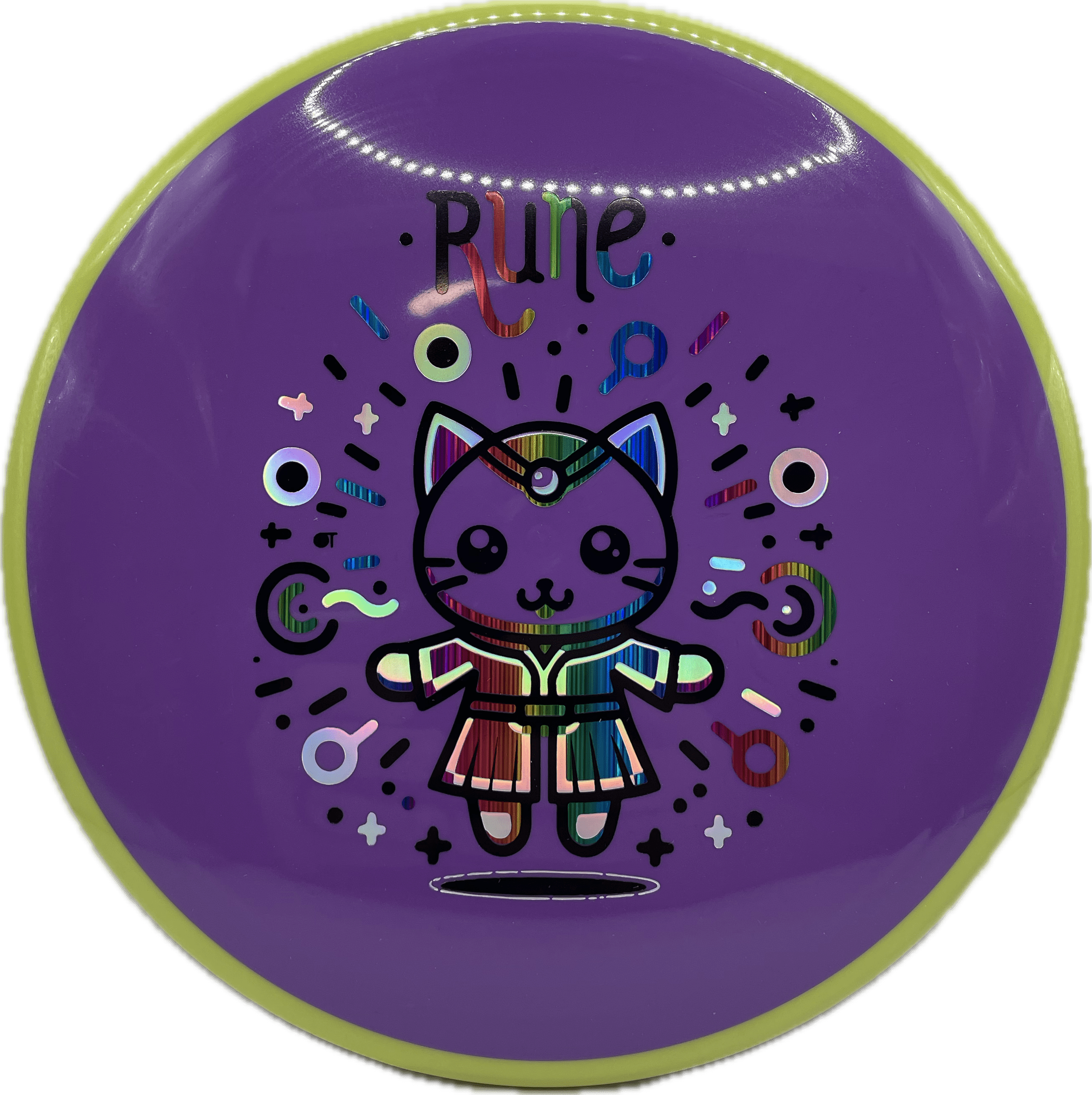 Overthrow Disc Golf Disc Neutron - 176-179 - Purple Custom OT Axiom Neutron Hex "Rune" Stamp