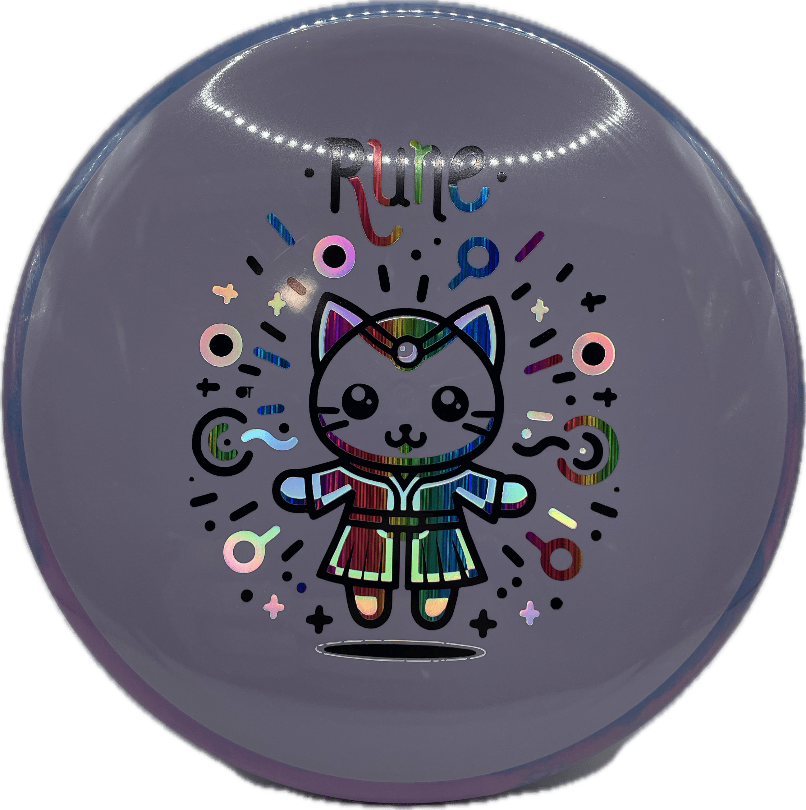 Overthrow Disc Golf Disc Neutron - 176-179 - Purpleish-Grey Custom OT Axiom Neutron Hex "Rune" Stamp