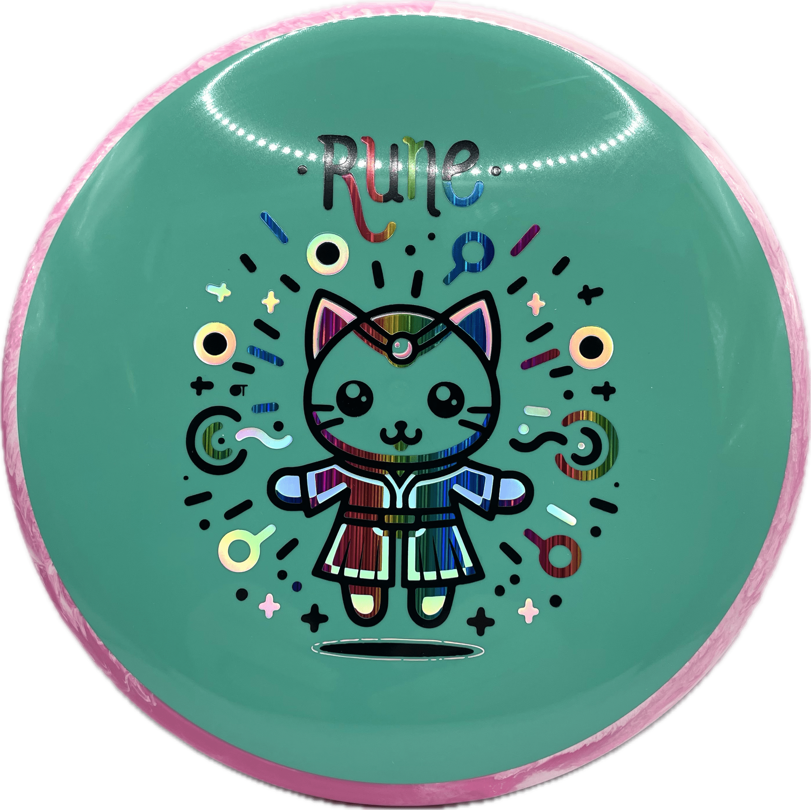 Overthrow Disc Golf Disc Neutron - 176-179 - Teal Custom OT Axiom Neutron Hex "Rune" Stamp