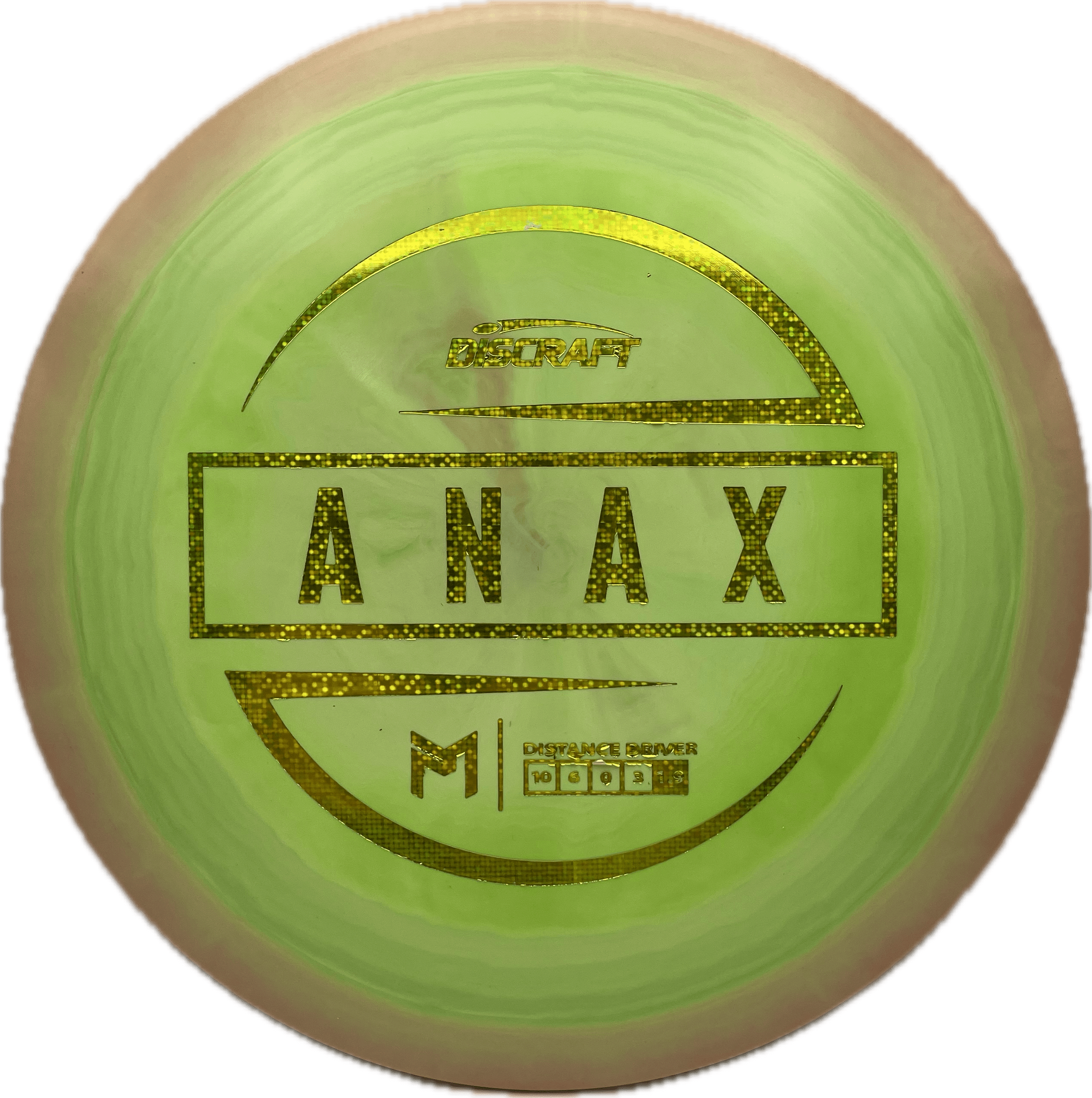 Discraft Disc Discraft Anax, ESP, 173-174, Green-to-Peach Fade, Gold Sparkles