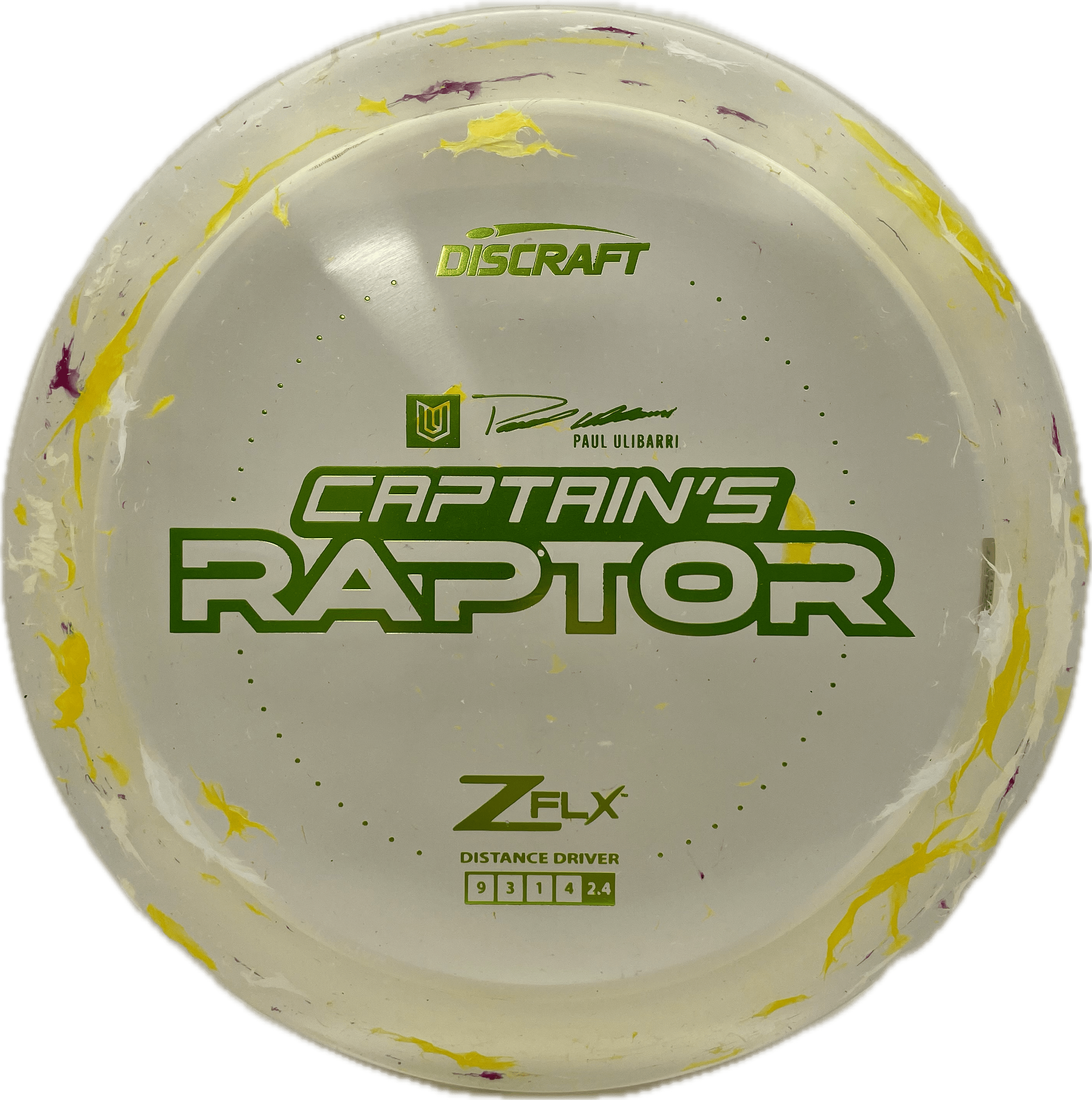 Discraft Disc Discraft Captain's Raptor, JB Z Flx, 170-172, JB White/Yellow, Green Metallic