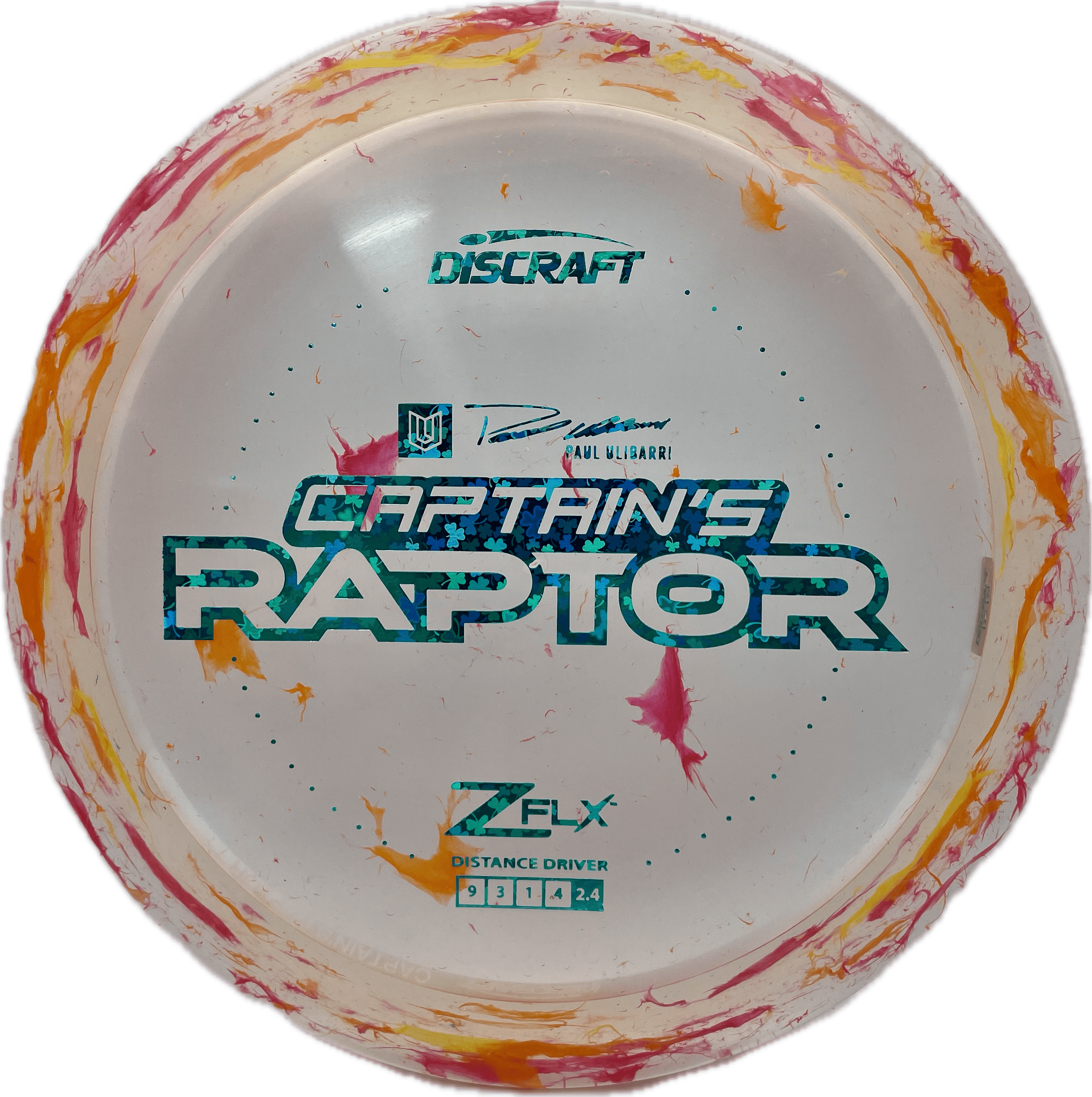 Discraft Disc Discraft Captain's Raptor, JB Z Flx, 173-174, JB Pink/Orange, Clovers
