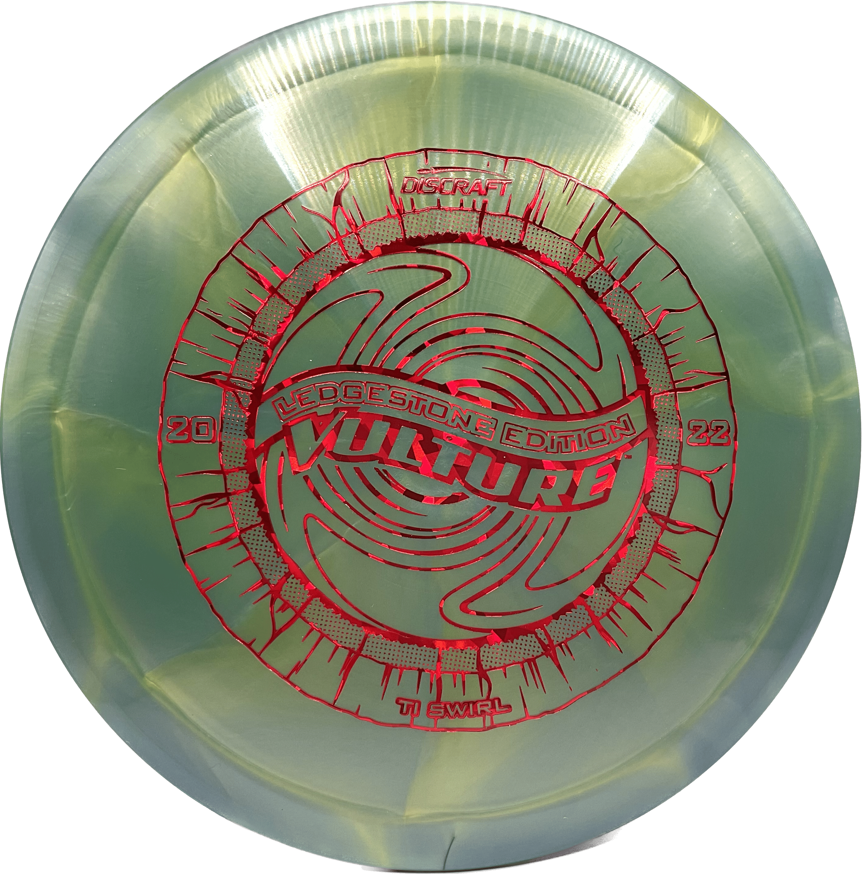 Discraft Disc Discraft Vulture, Ti Swirl, 175-176, Dark Green Swirl, Red Shatter