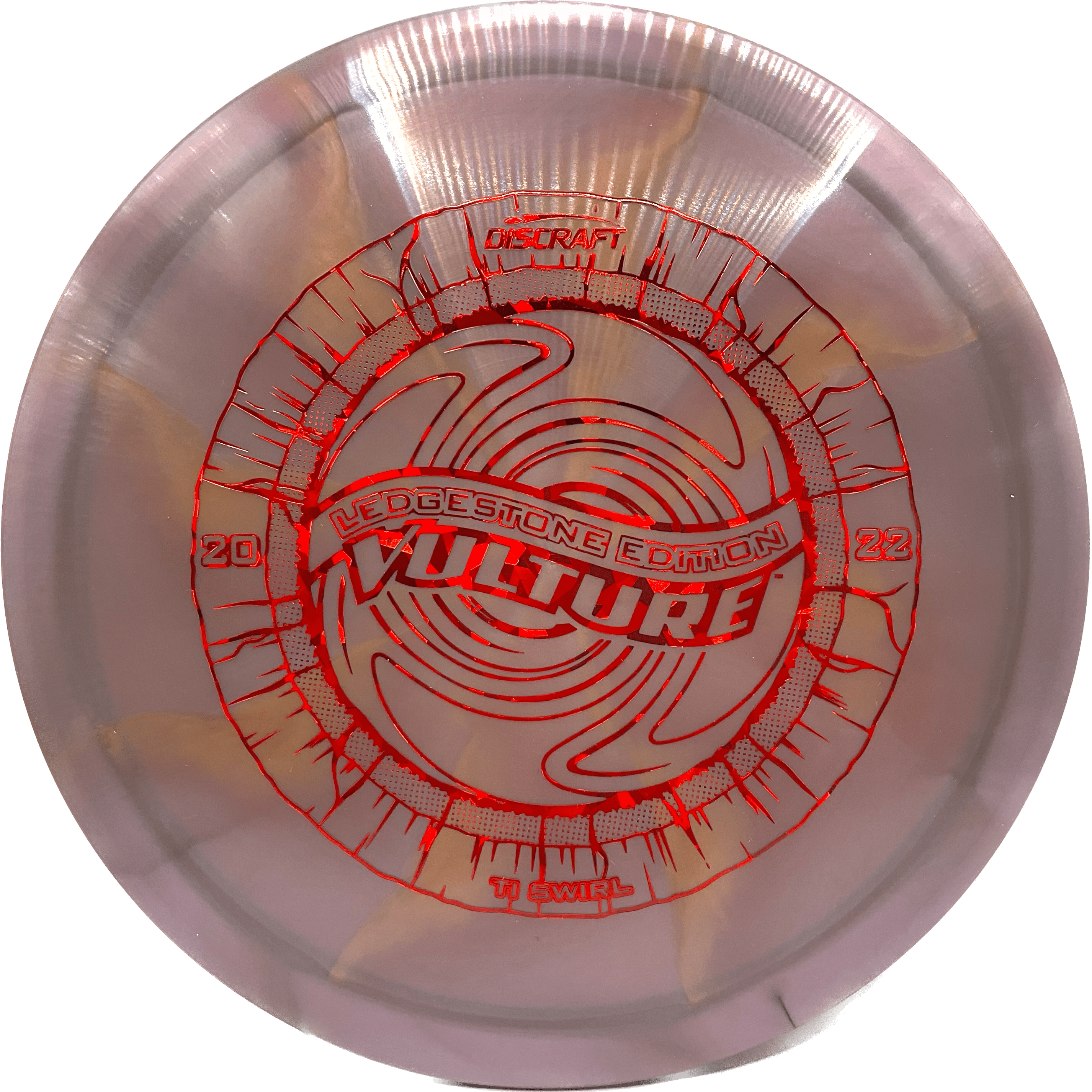 Discraft Disc Discraft Vulture, Ti Swirl, 175-176, Purple/Orange Swirl, Red Shatter