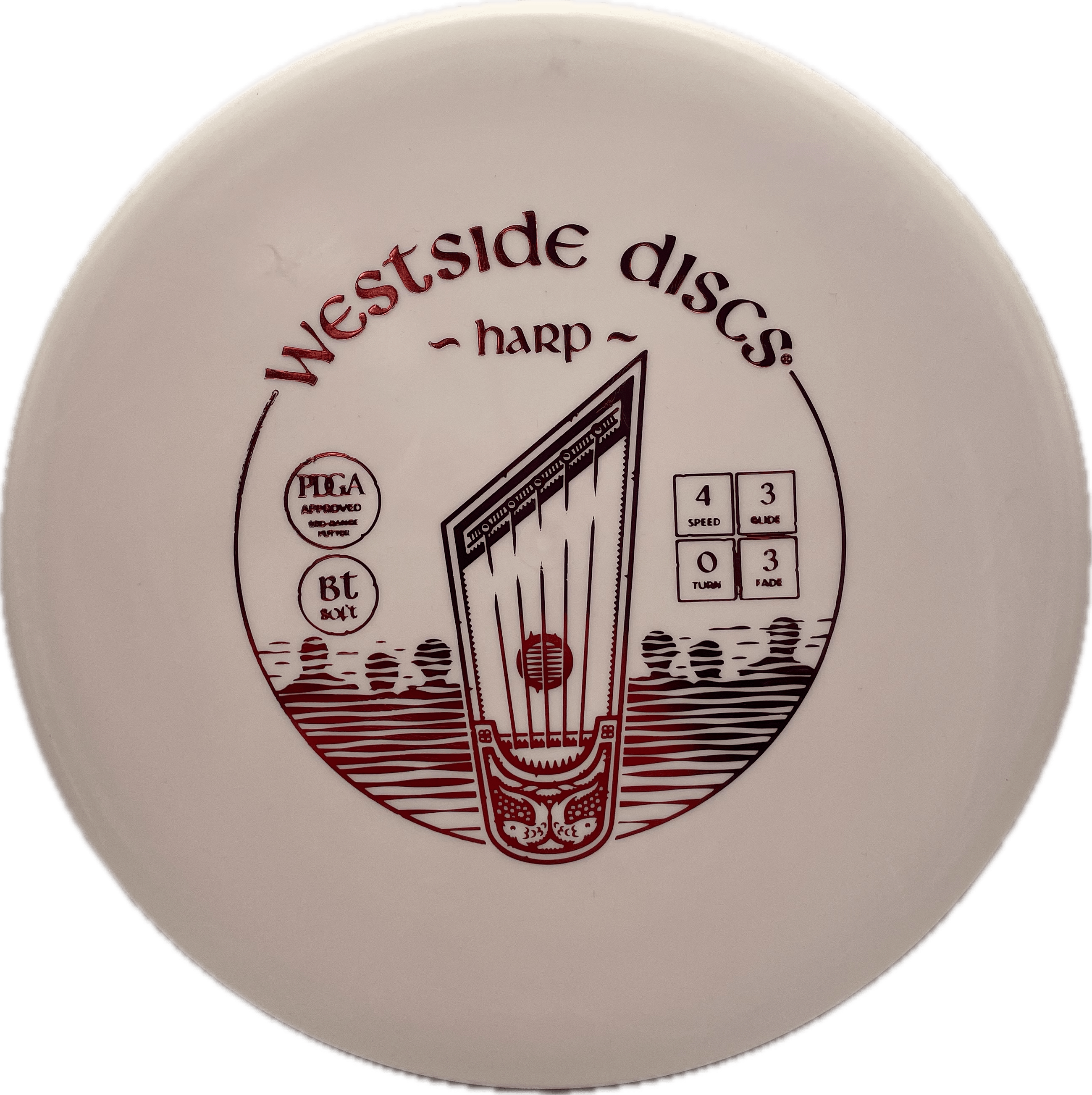 Latitude 64 Disc Westside Harp, BT Soft, 174, White, Red Metallic