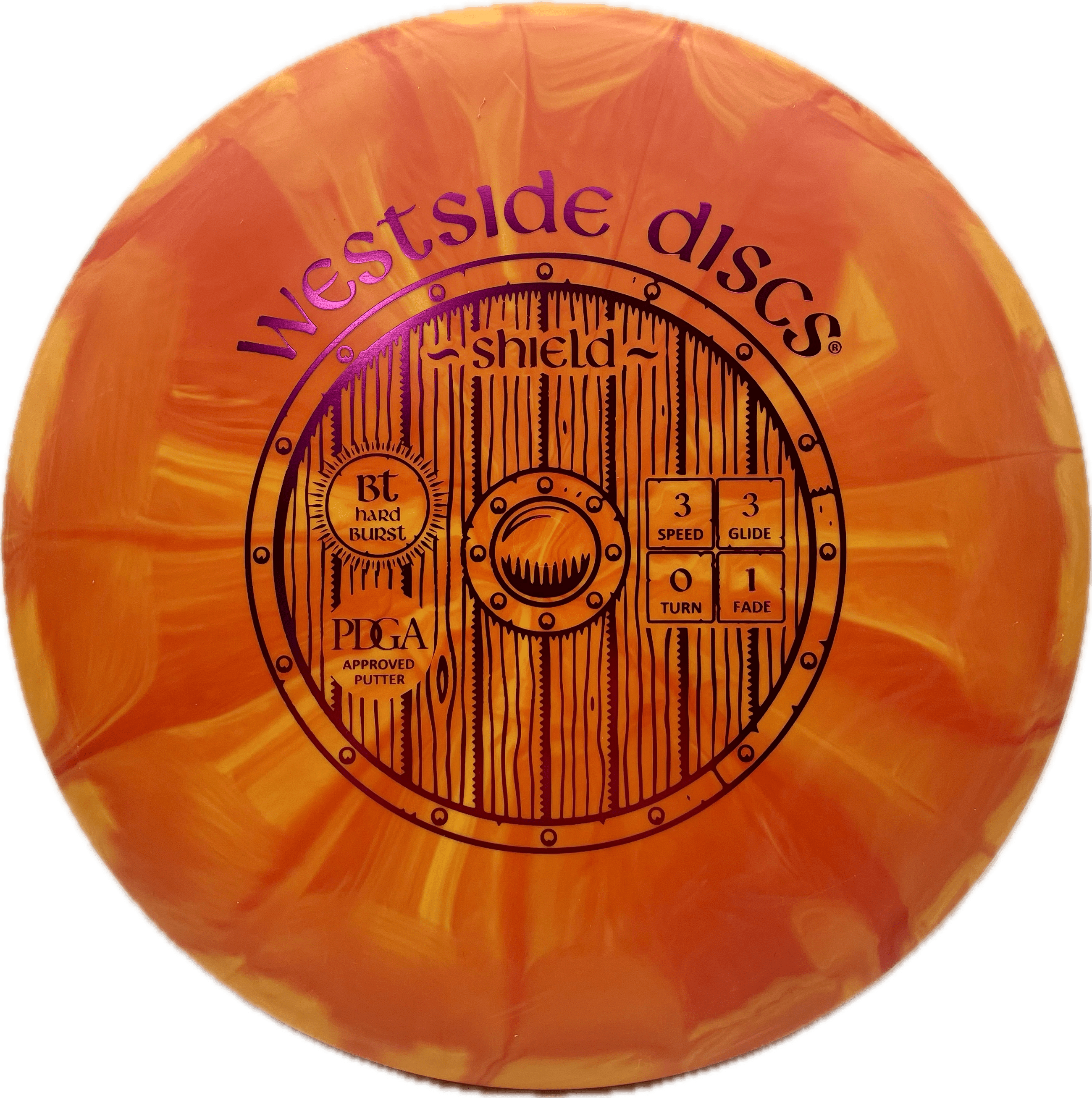 Latitude 64 Disc Westside Shield, BT Hard Burst, 174, Orange, Purple Metallic