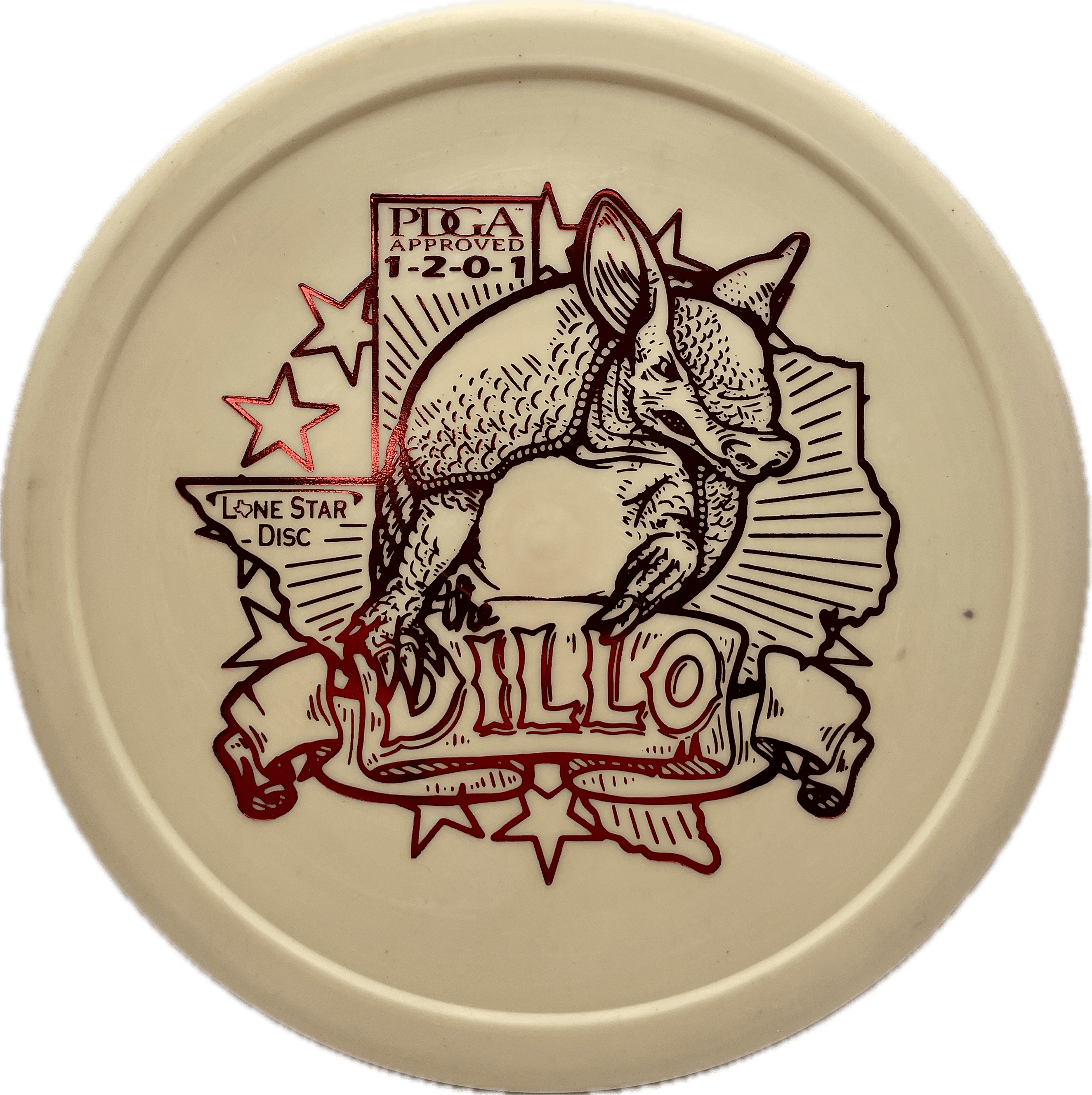 Lone Star Discs Disc Lone Star Armadillo, V1, 174, Off-White, Red Metallic