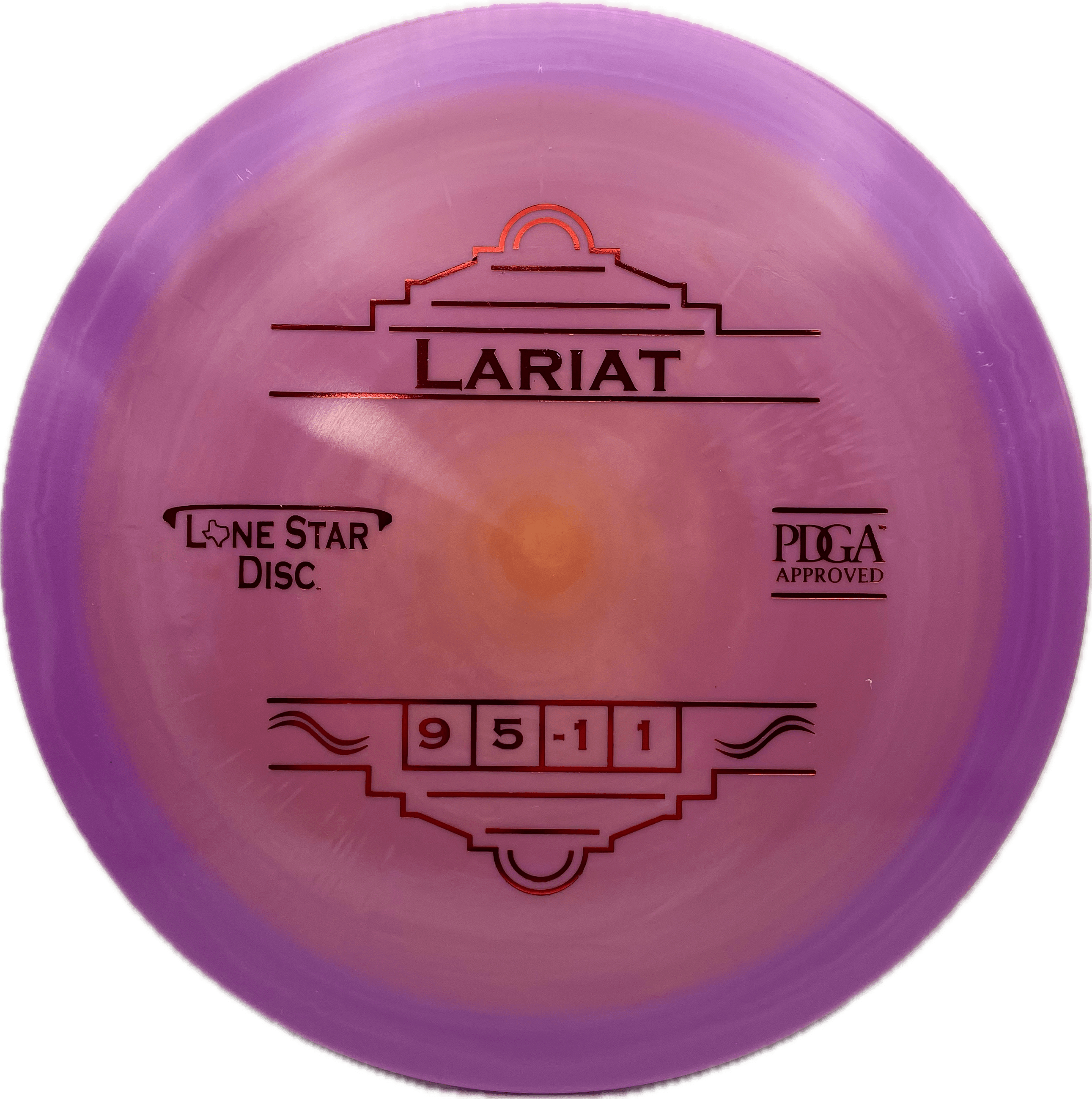 Lone Star Discs Disc Lone Star Lariat, Alpha, 174, Orange-to-Purple Fade, Red Metallic