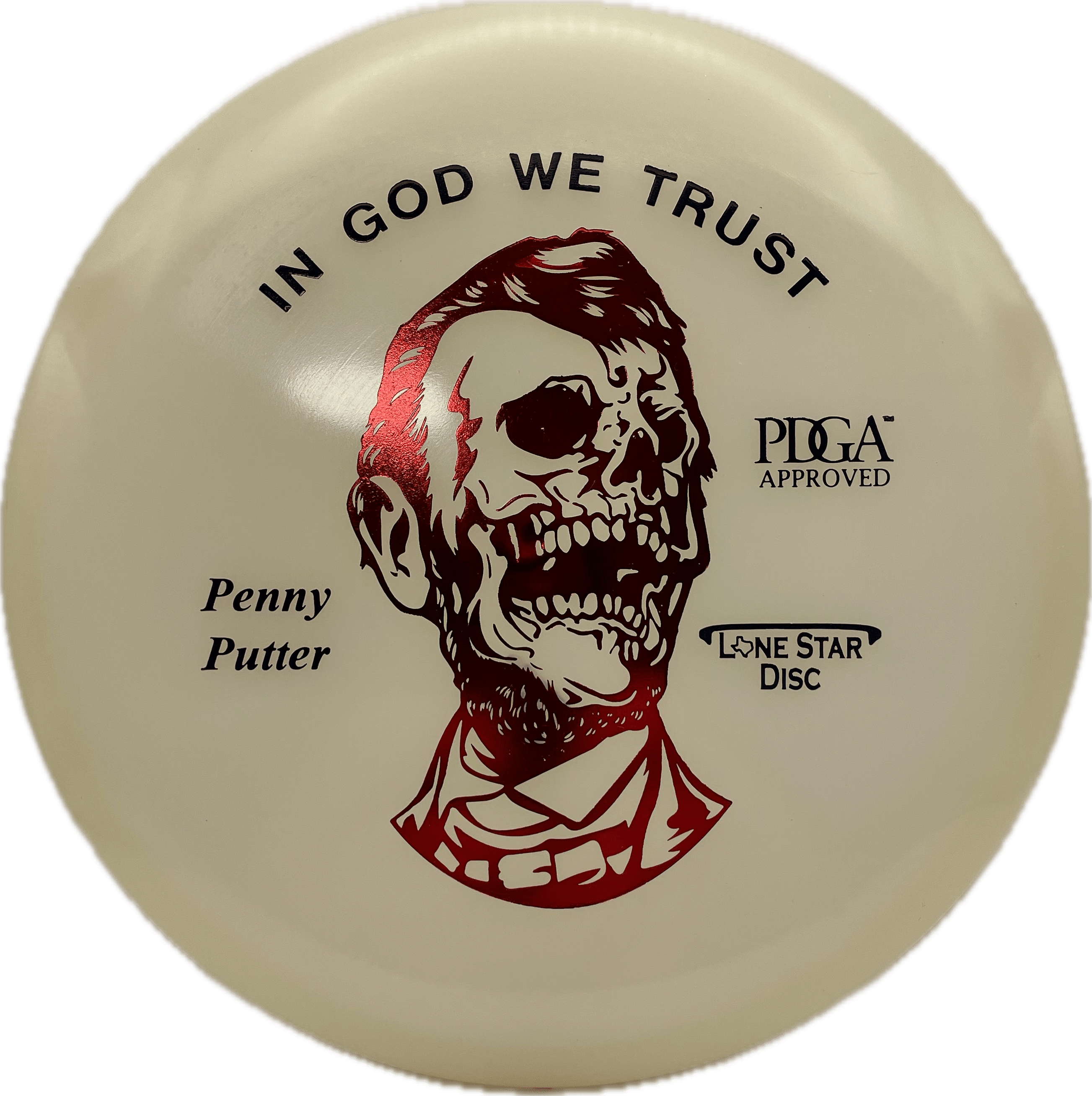 Lone Star Discs Disc Lone Star Penny Putter, Glow, 173-174, Clear, Red Metallic/Black Matte