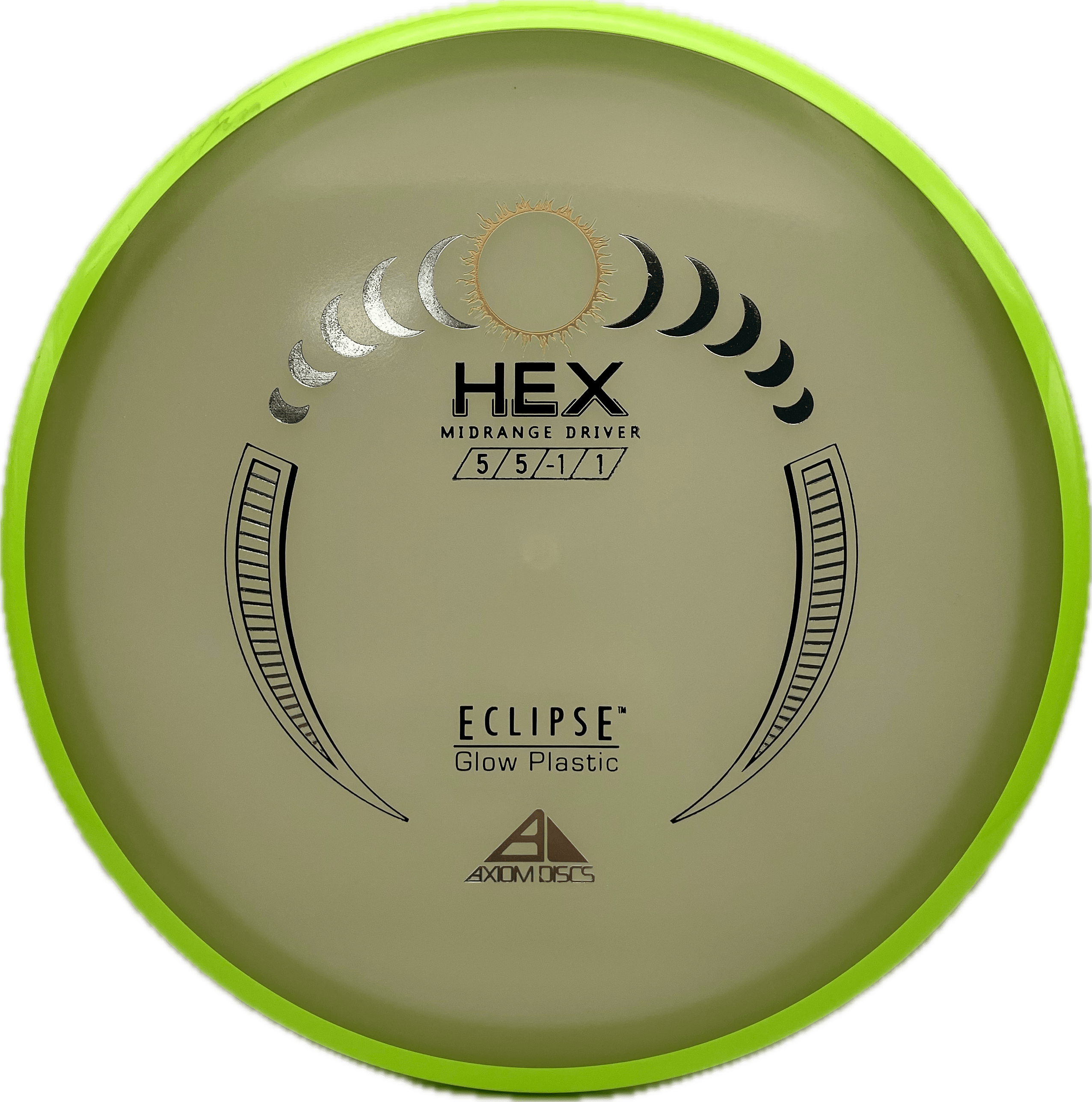 Overthrow Disc Golf Disc Axiom Hex, Eclipse, 176-178, Clear, Dayglow Green