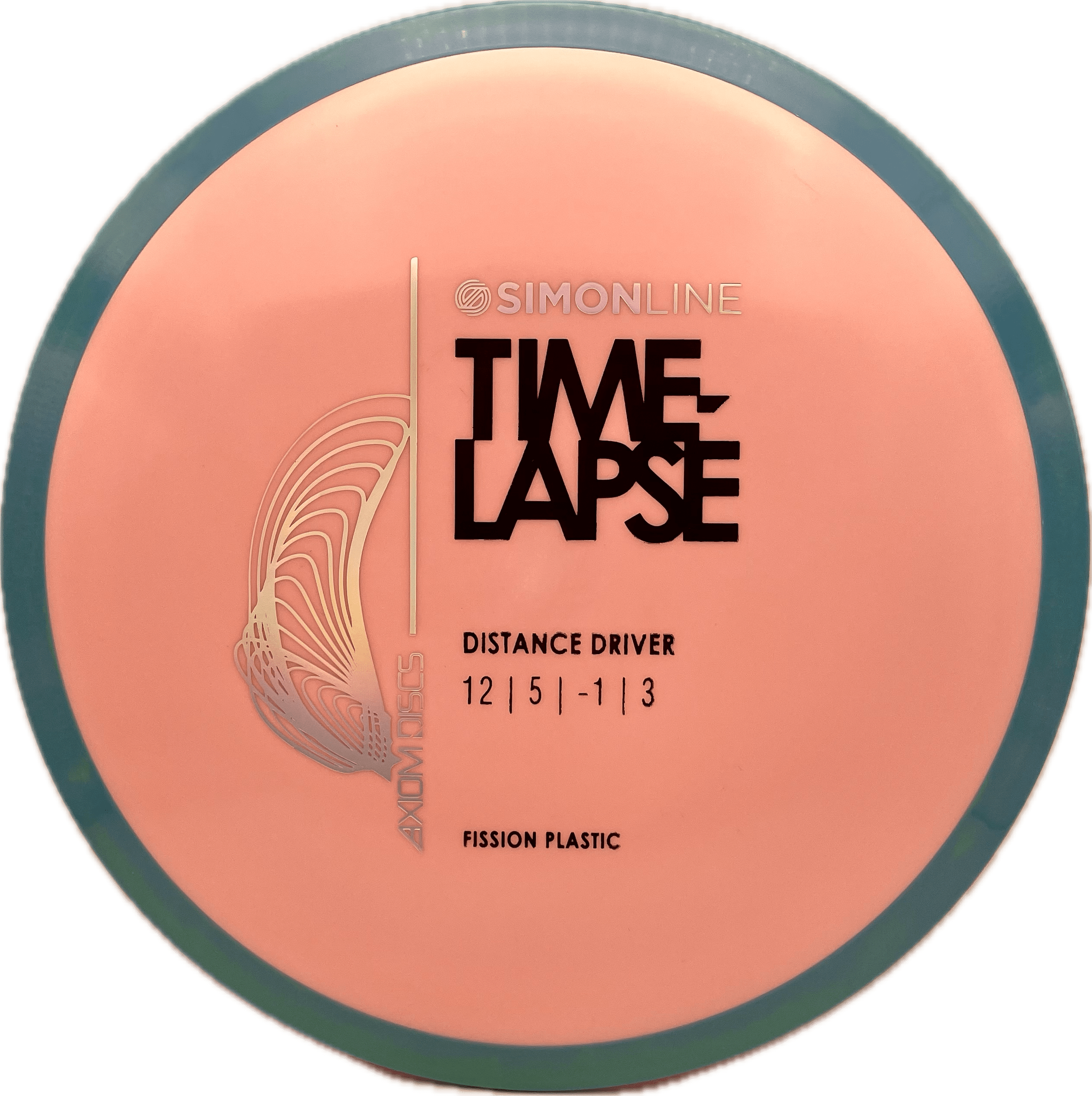 Overthrow Disc Golf Disc Axiom Time-Lapse, Fission, 166, Light Pink, Blue Rim