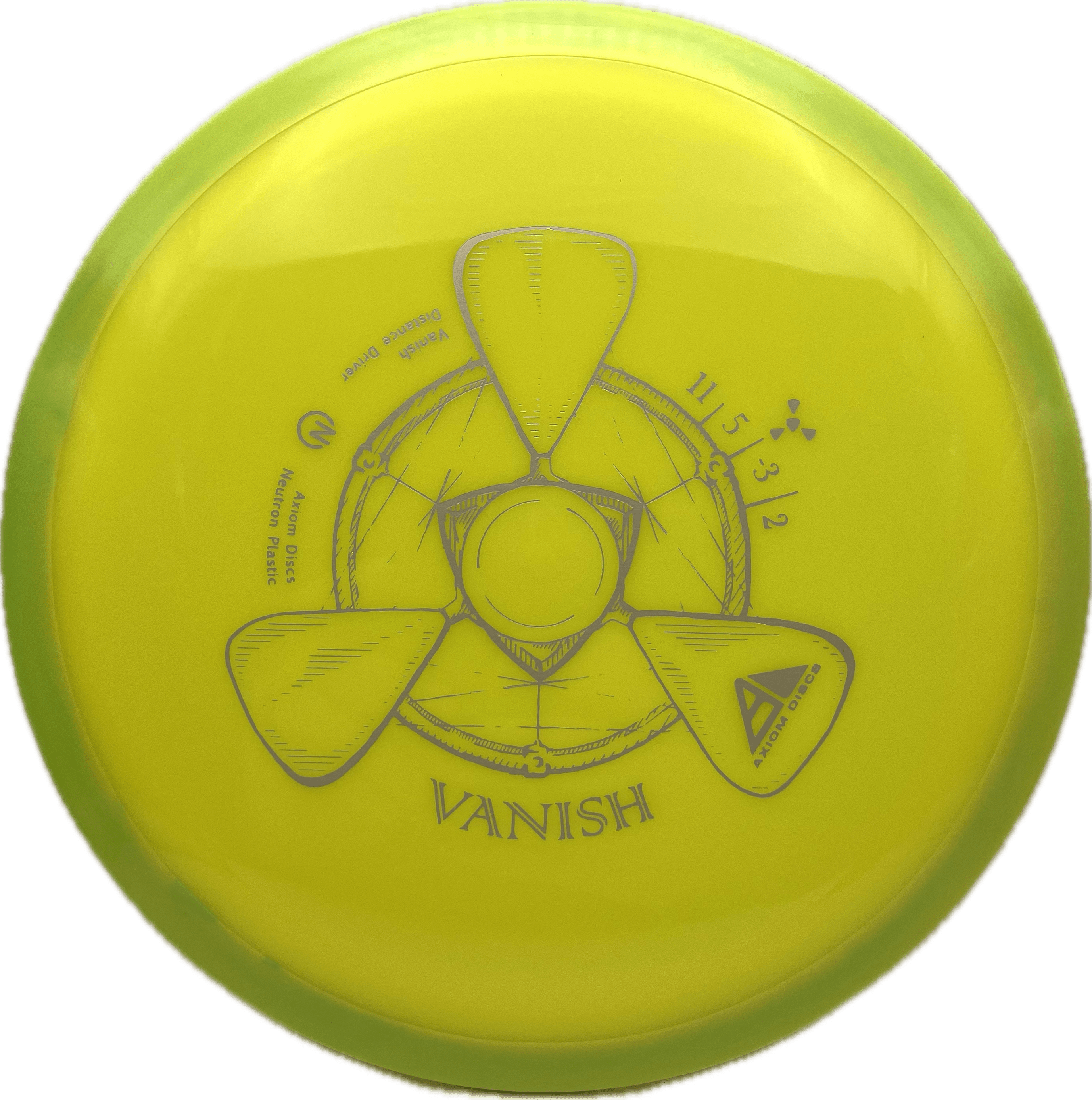 Overthrow Disc Golf Disc Axiom Vanish, Neutron, 165, Dayglow Yellow, Bright Green Rim