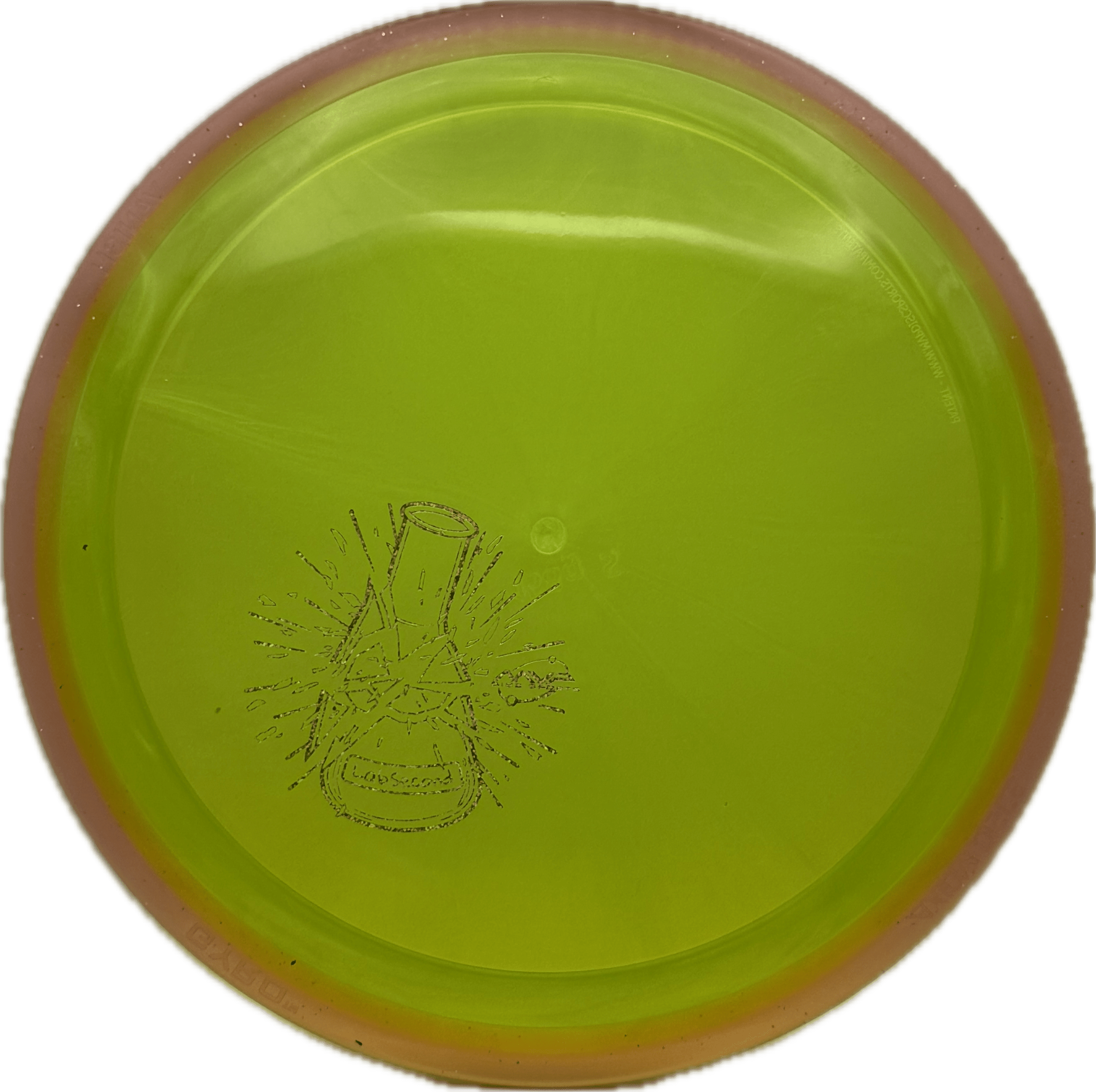 Overthrow Disc Golf Disc Axiom Vanish, Prism Proton Soft, 158, Dayglow Green, Pink Rim, Lab Second