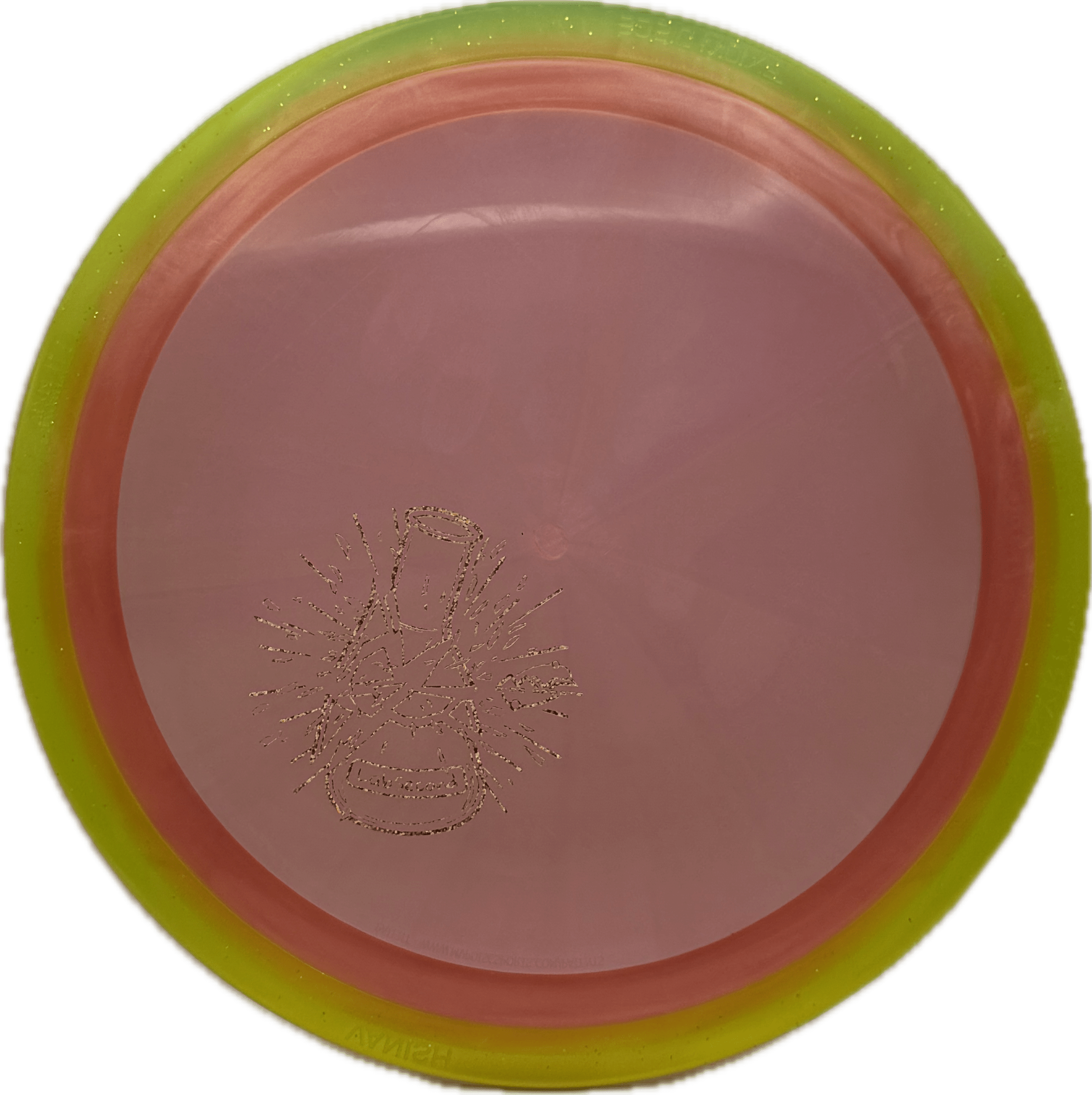 Overthrow Disc Golf Disc Axiom Vanish, Prism Proton Soft, 160, Pink, Green Rim, Lab Second