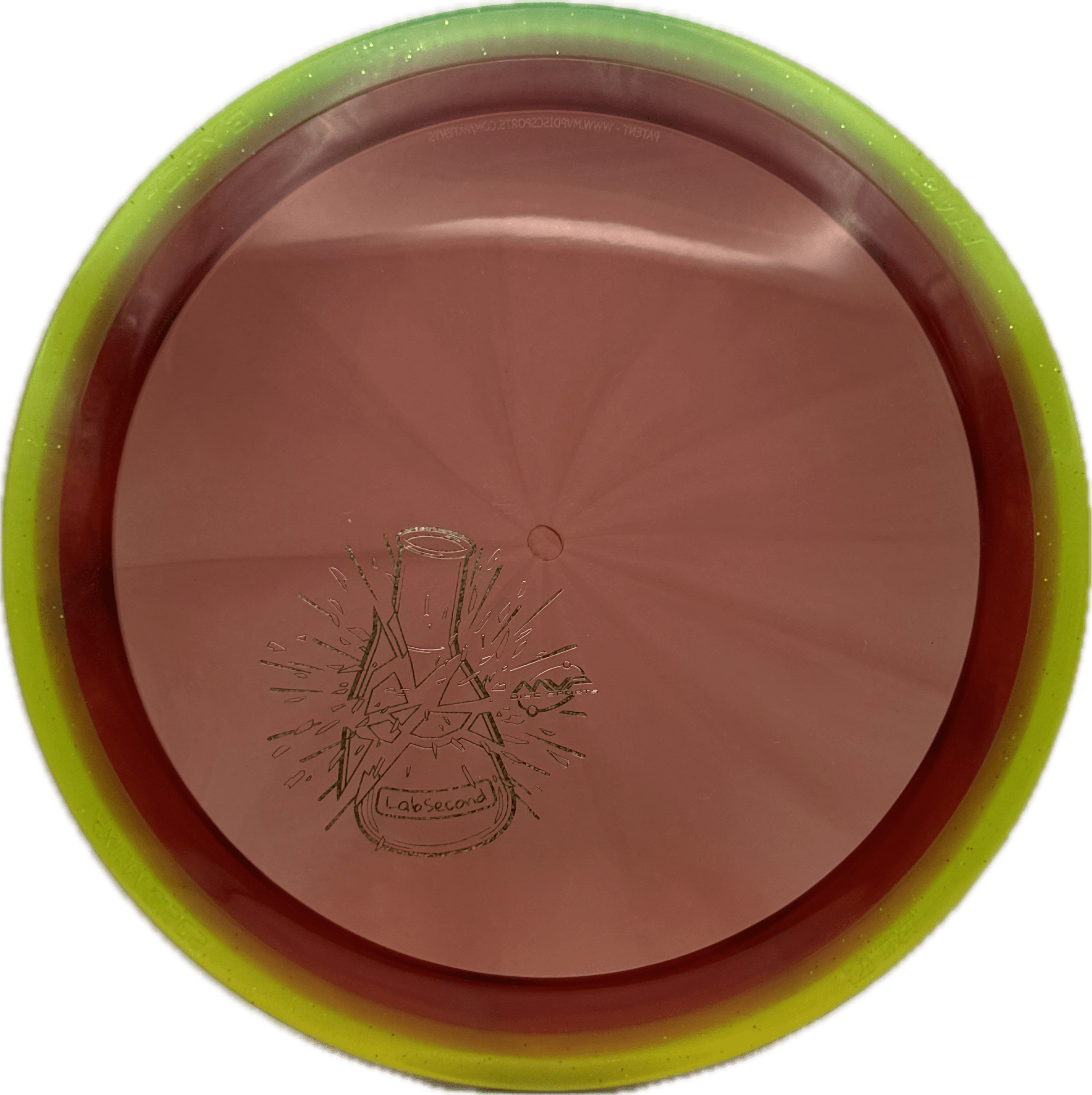 Overthrow Disc Golf Disc Axiom Vanish, Prism Proton Soft, 161, Red, Green Rim, Lab Second