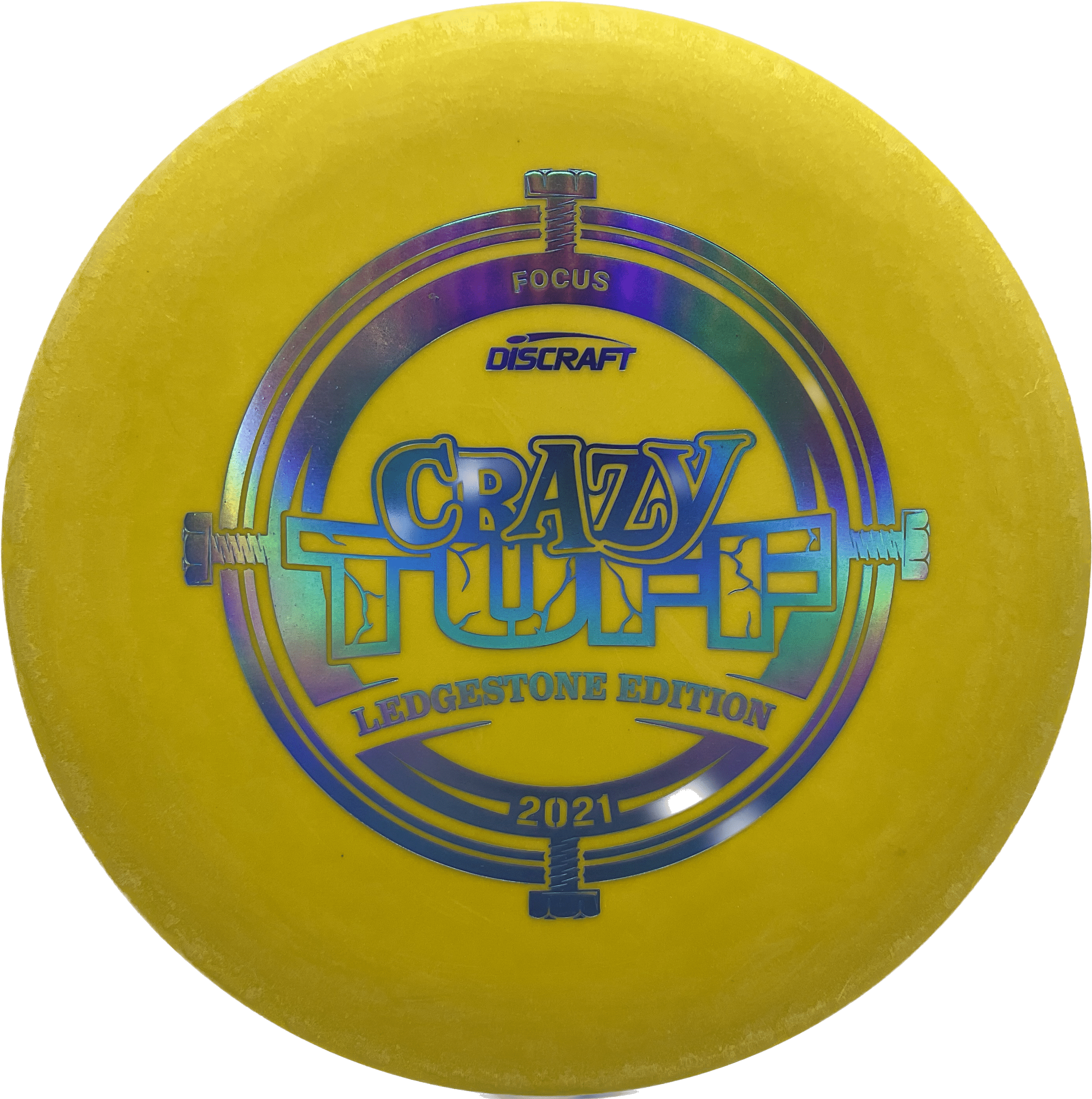 Overthrow Disc Golf Disc Crazy Tuff - 164-166 - Yellow - Blue Holo