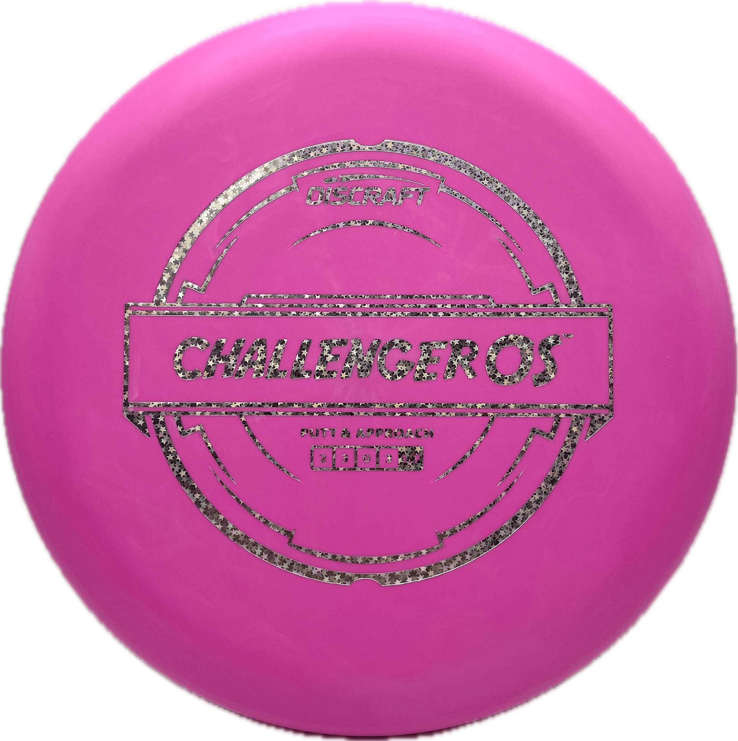 Overthrow Disc Golf Disc Discraft Challenger OS, Putter Line, 170-172, Pink, Silver Mini Stars