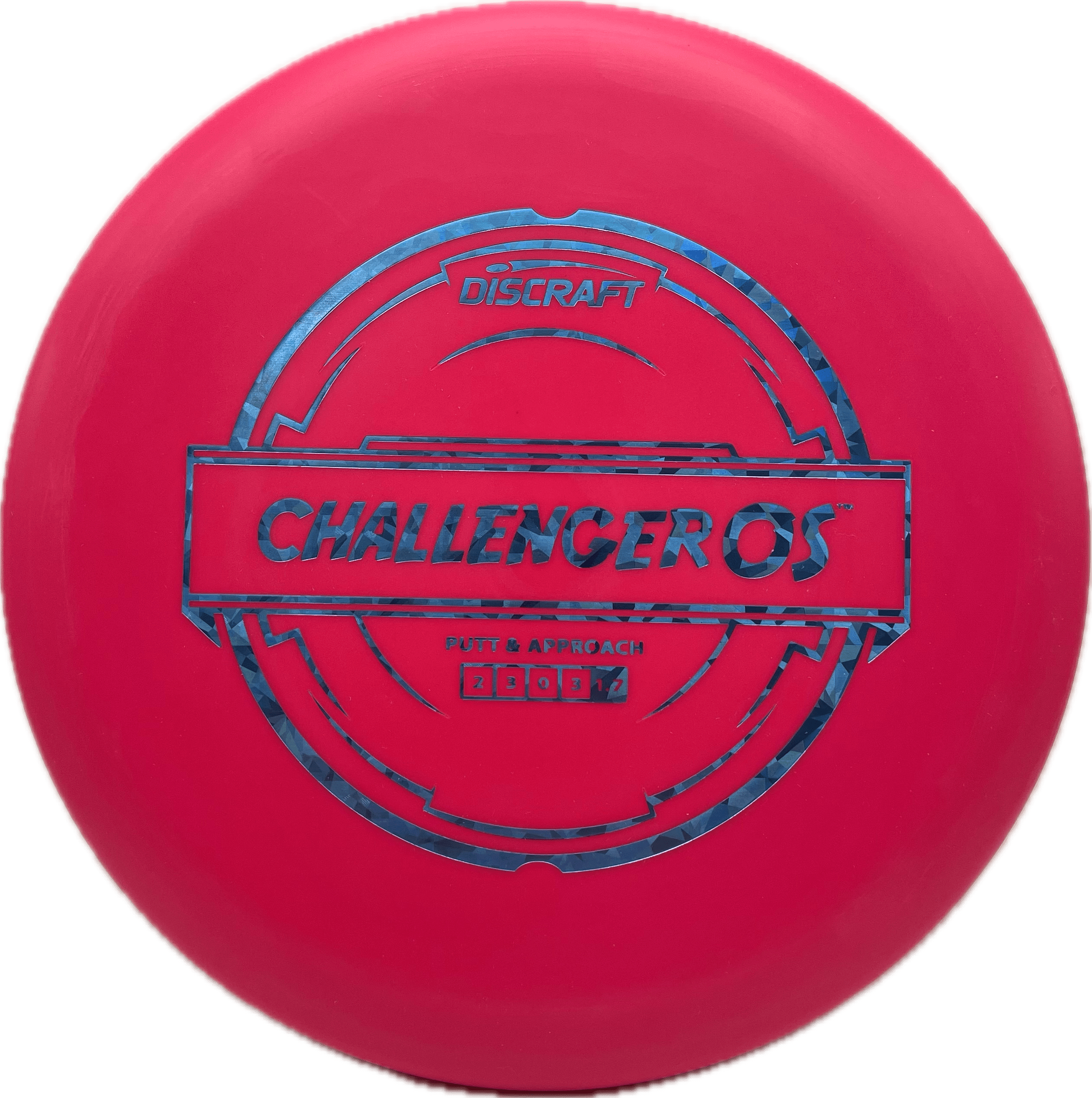 Overthrow Disc Golf Disc Discraft Challenger OS, Putter Line, 173-174, Hot Pink, Blue Shatter