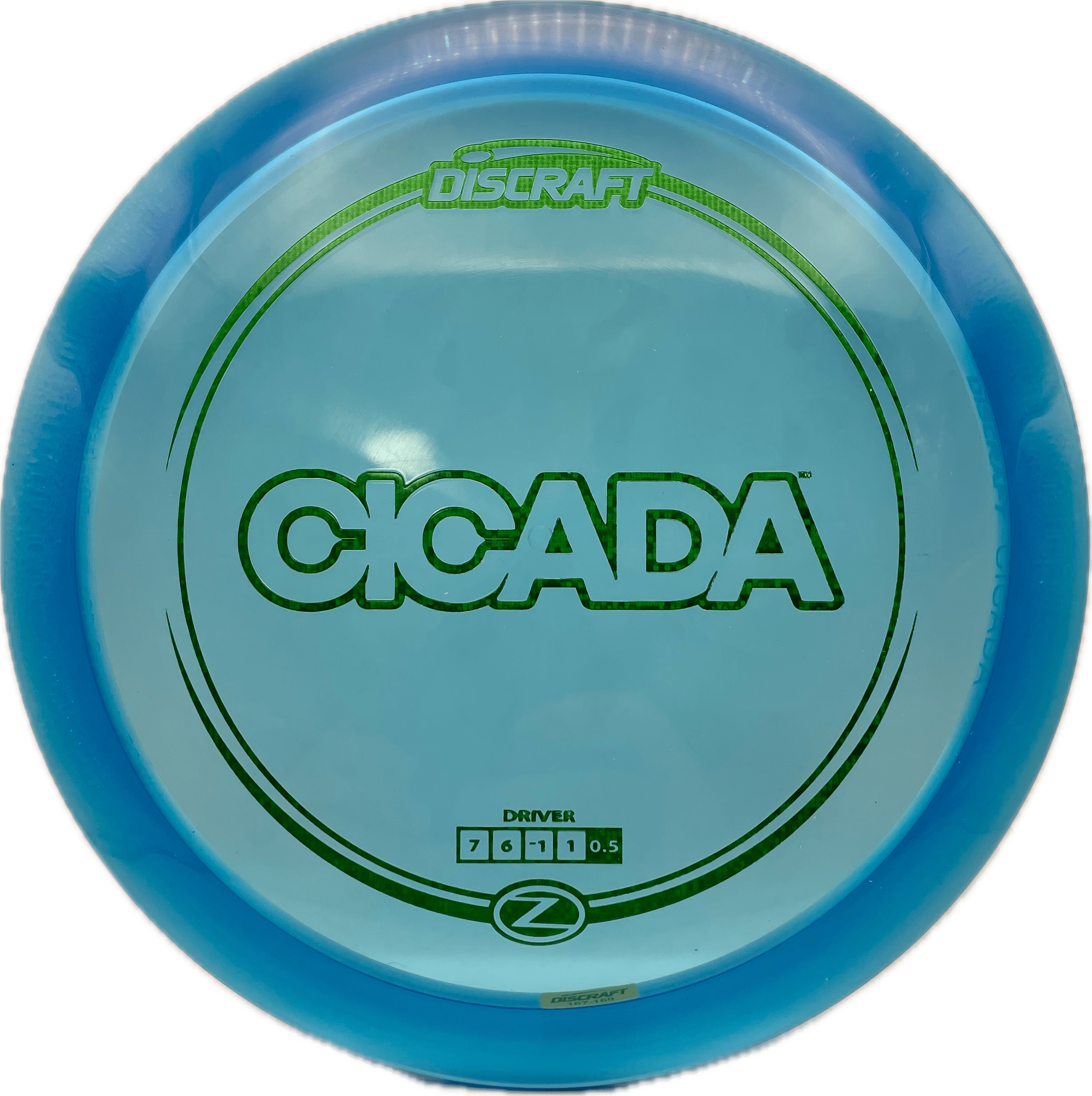 Overthrow Disc Golf Disc Discraft Cicada, Z, 167-169, Blue, Green Matrix