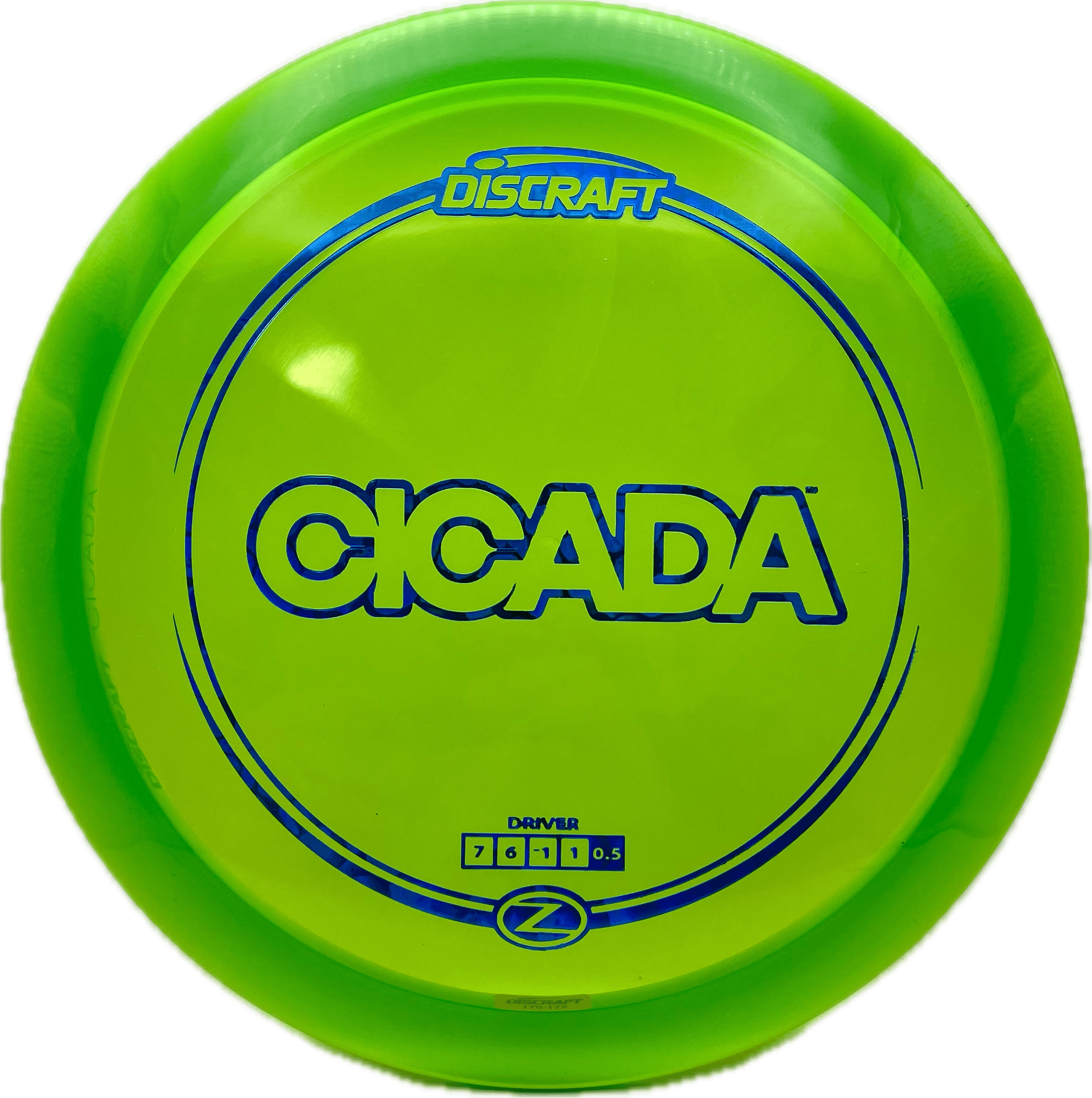 Overthrow Disc Golf Disc Discraft Cicada, Z, 170-172, Green, Blue Pebbles
