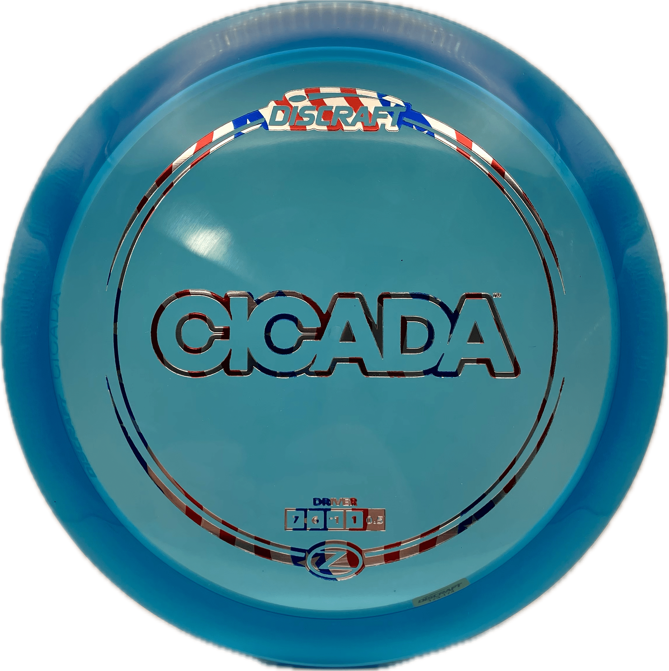 Overthrow Disc Golf Disc Discraft Cicada, Z, 173-174, Blue, Vertical American Flag