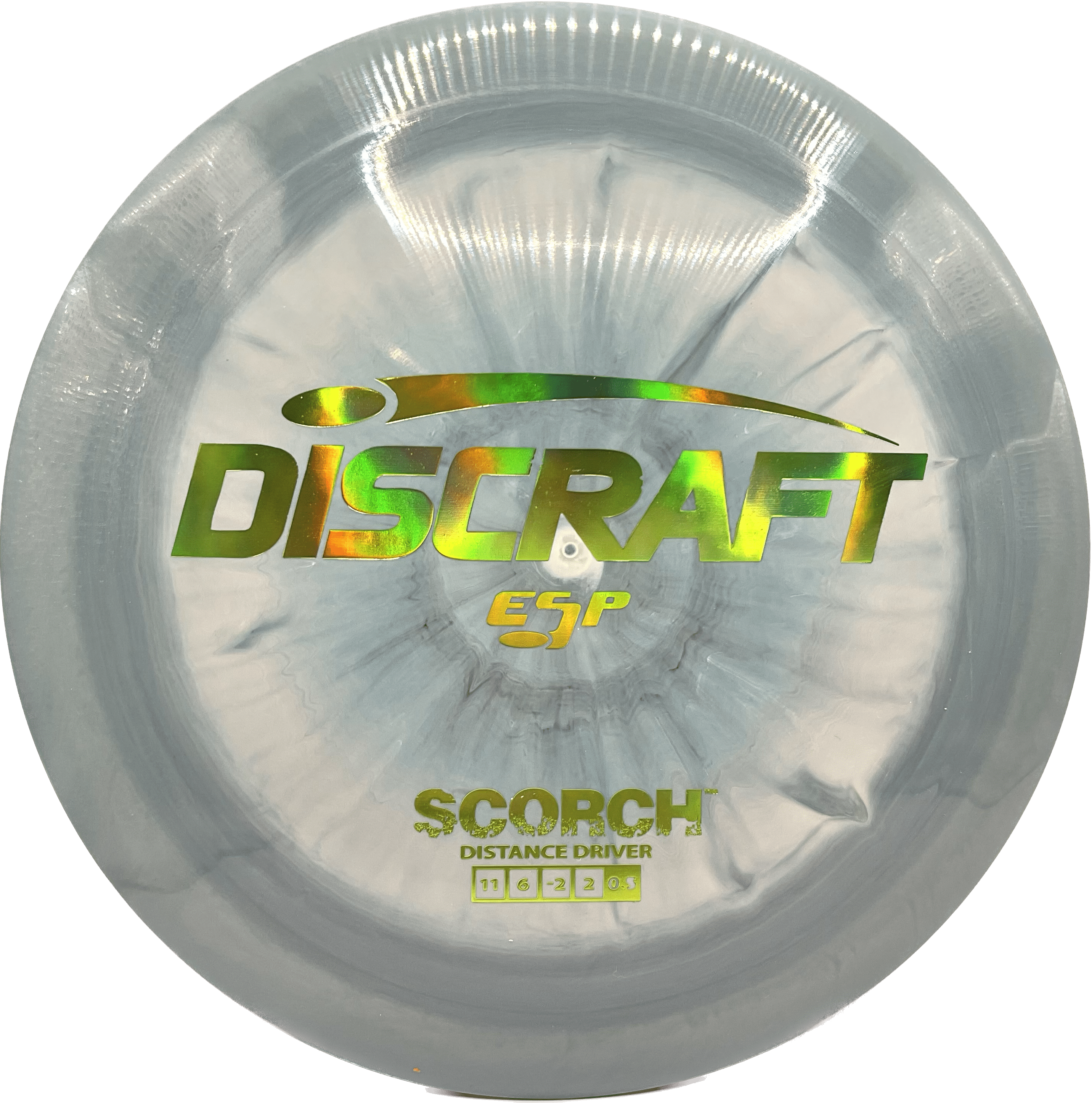 Overthrow Disc Golf Disc Discraft Scorch, ESP, 173-174, Faded Steel, Green Tie-dye