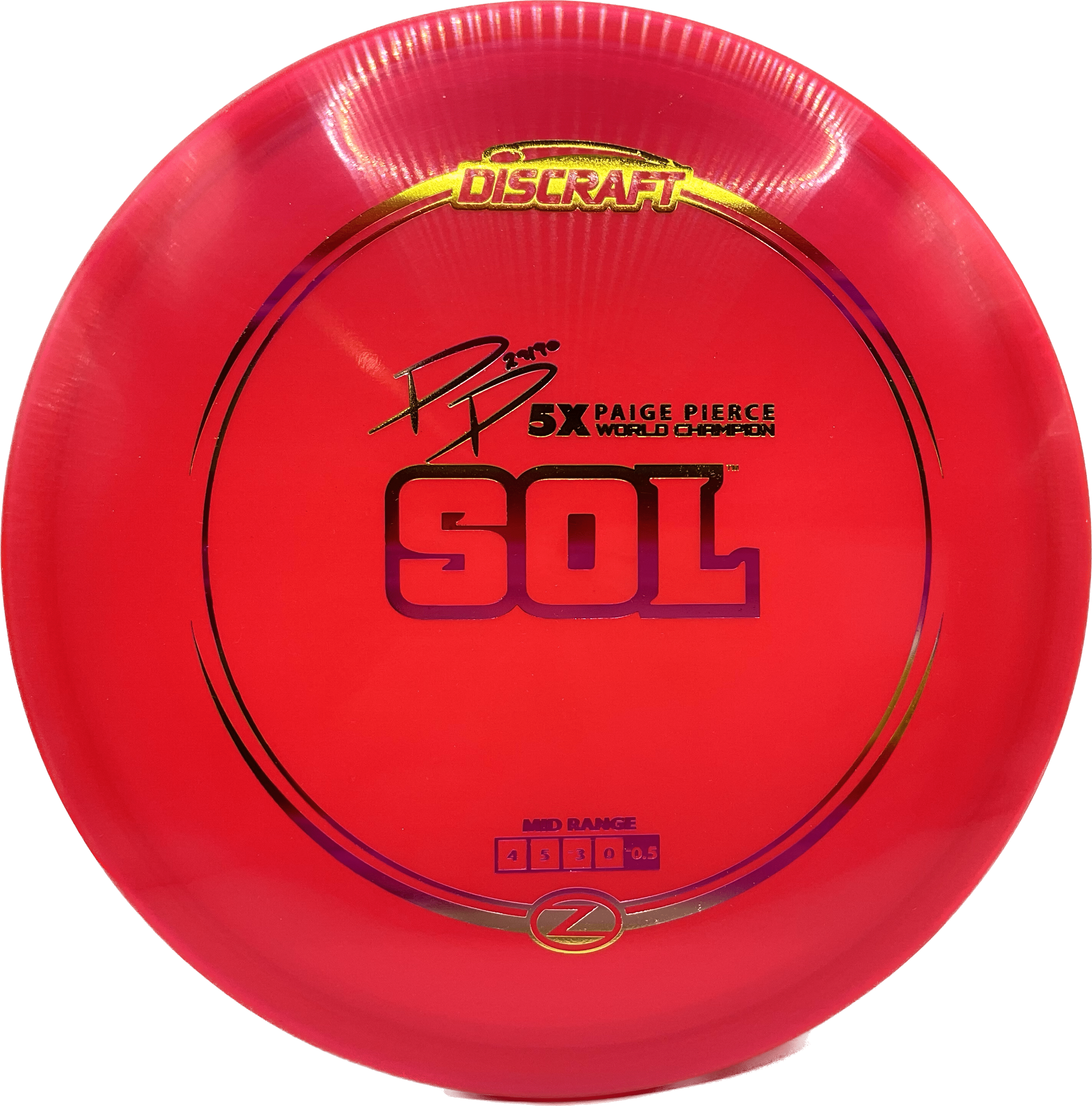 Overthrow Disc Golf Disc Discraft Sol, Z, 170-172, Magenta, Summer Sunset