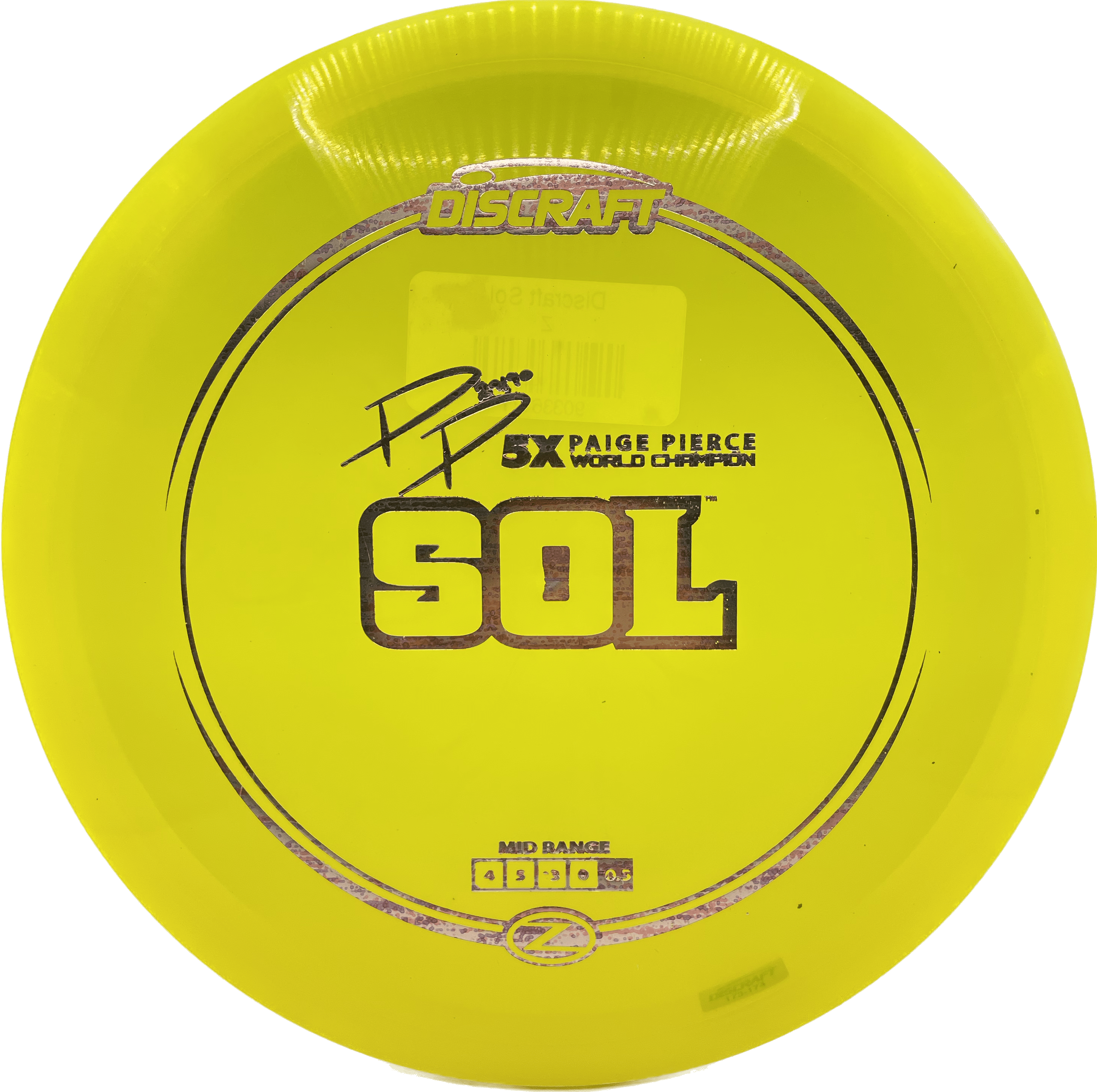 Overthrow Disc Golf Disc Discraft Sol, Z, 173-174, Lemon Yellow, Oil Slick