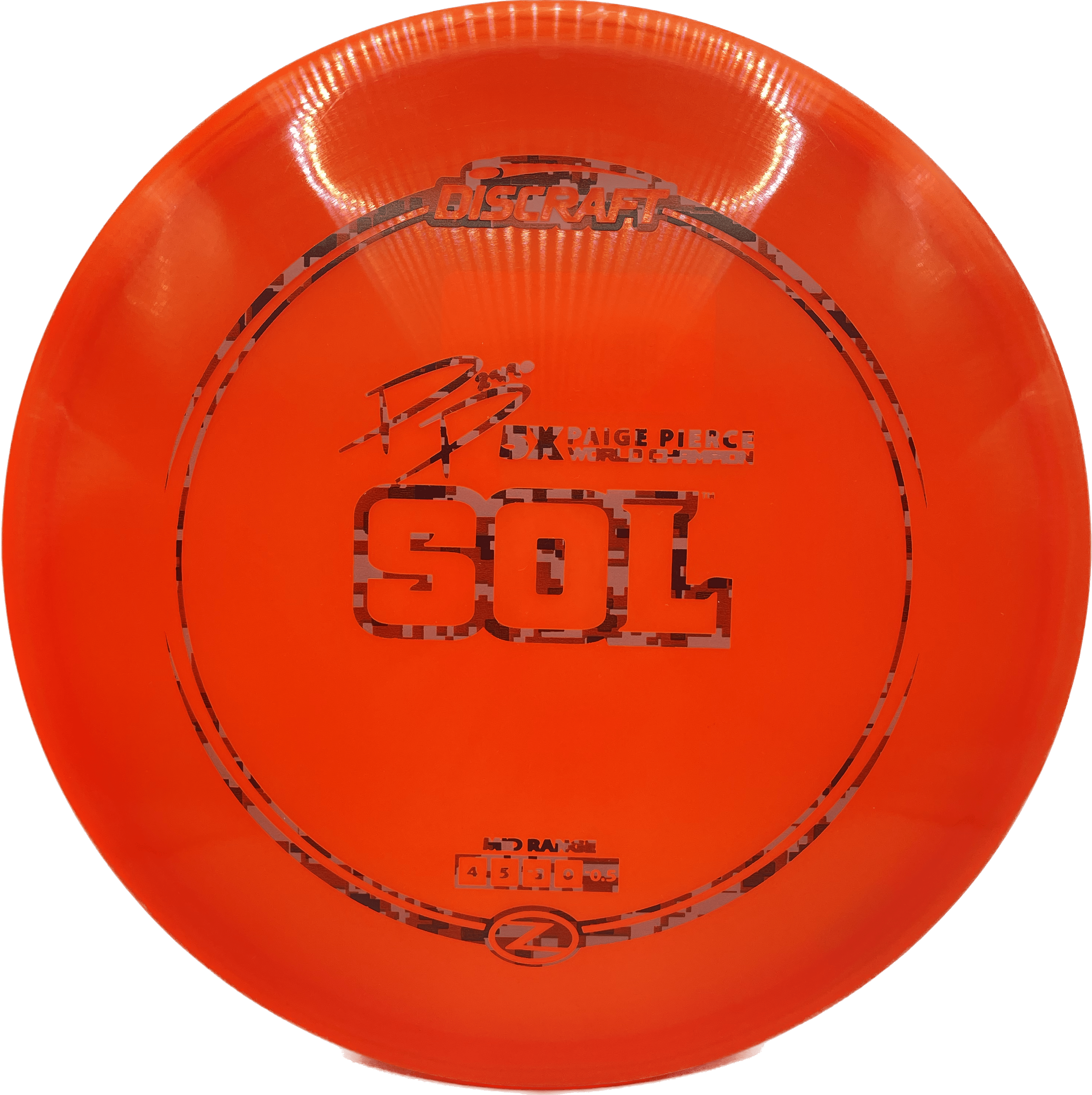 Overthrow Disc Golf Disc Discraft Sol, Z, 173-174, Orangey-Red, Red Digital Camo