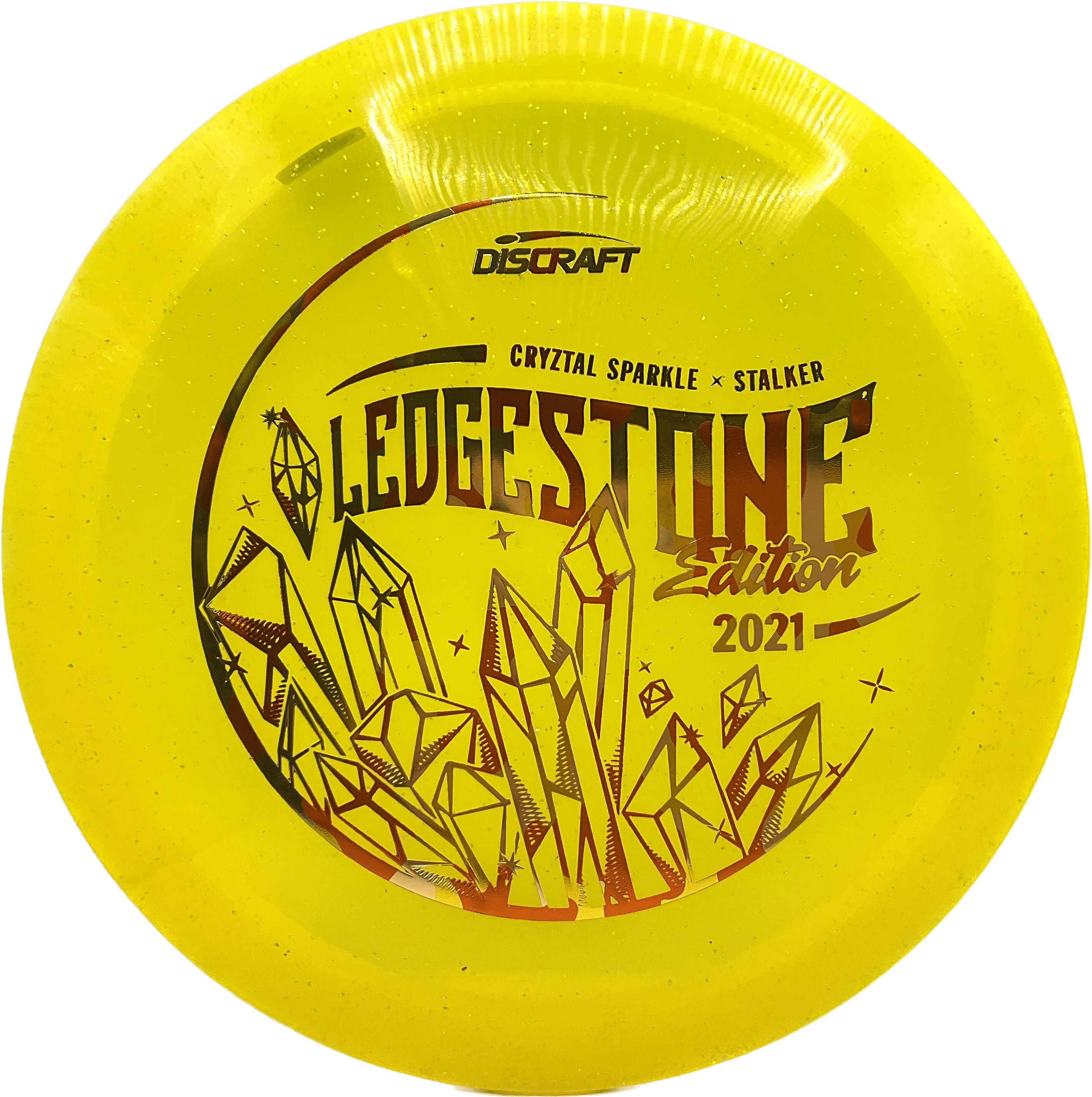 Overthrow Disc Golf Disc Discraft Stalker, CryZtal Sparkle, 175-176, Highlighter Yellow, Orange Tie-dye