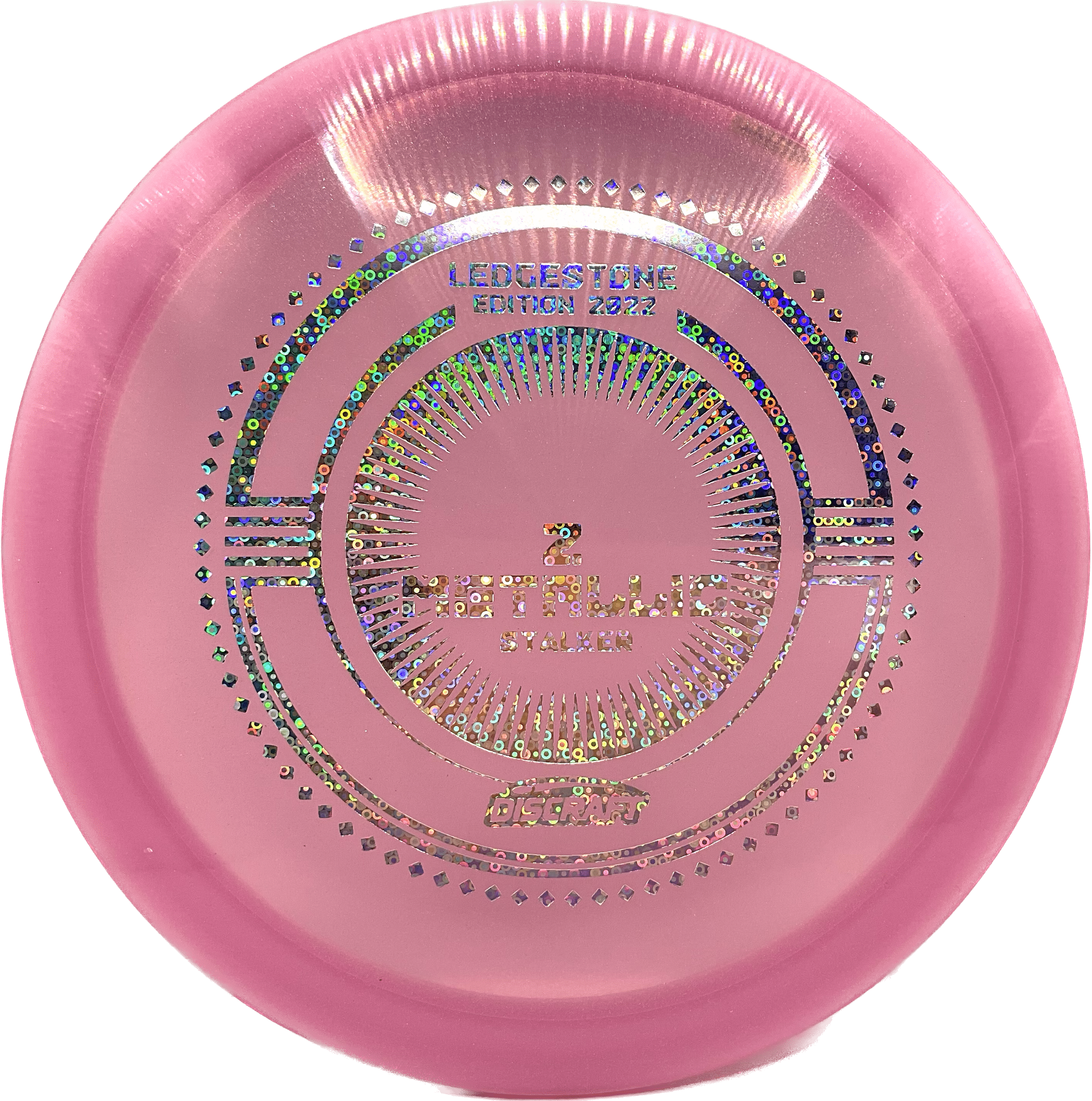 Overthrow Disc Golf Disc Discraft Stalker, Z Metallic, 175-176, Bubblegum Pink, Silver Bubbles