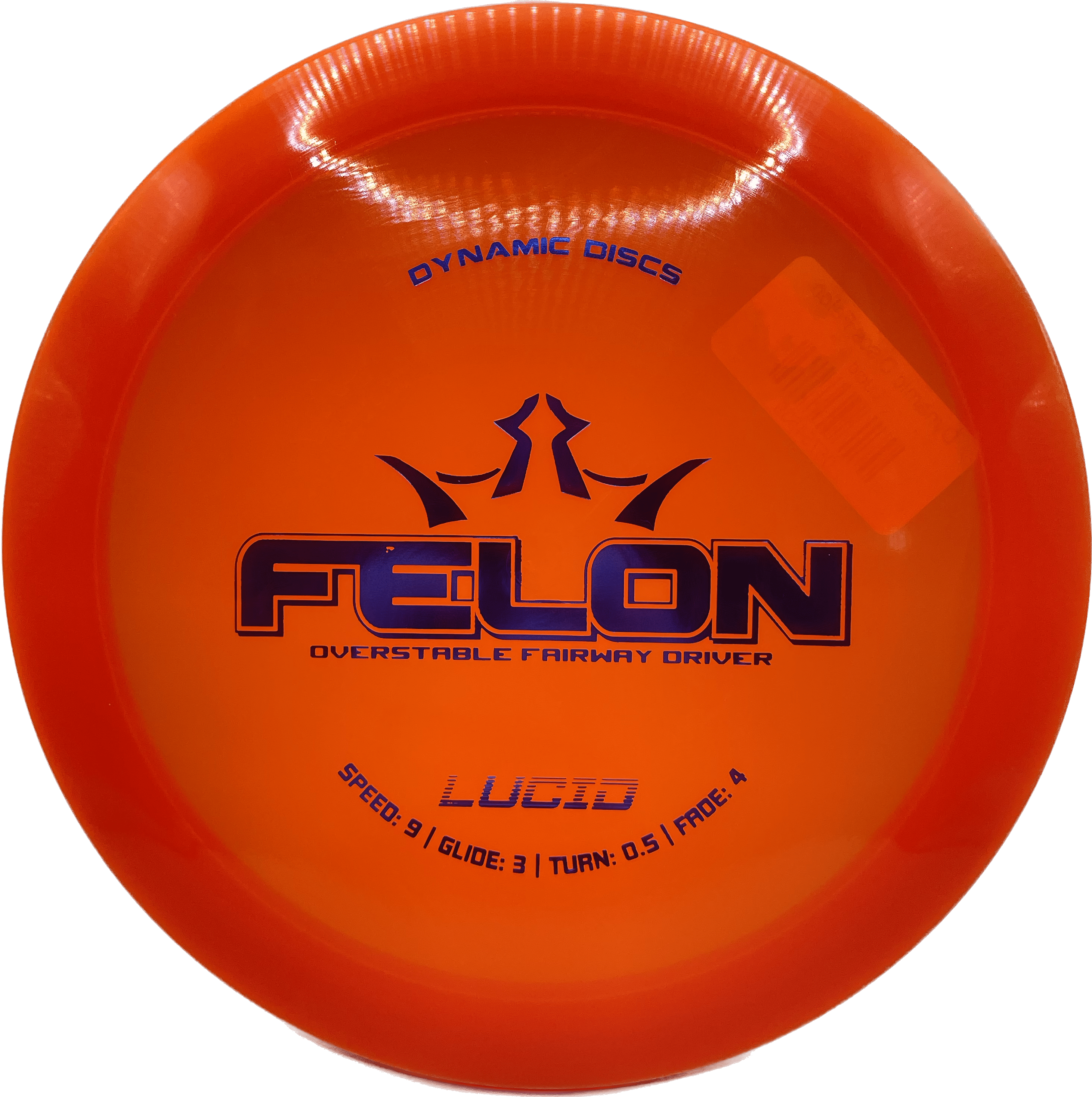Overthrow Disc Golf Disc Dynamic Discs Felon, Lucid, 176, Deep Orange, Blue Metallic