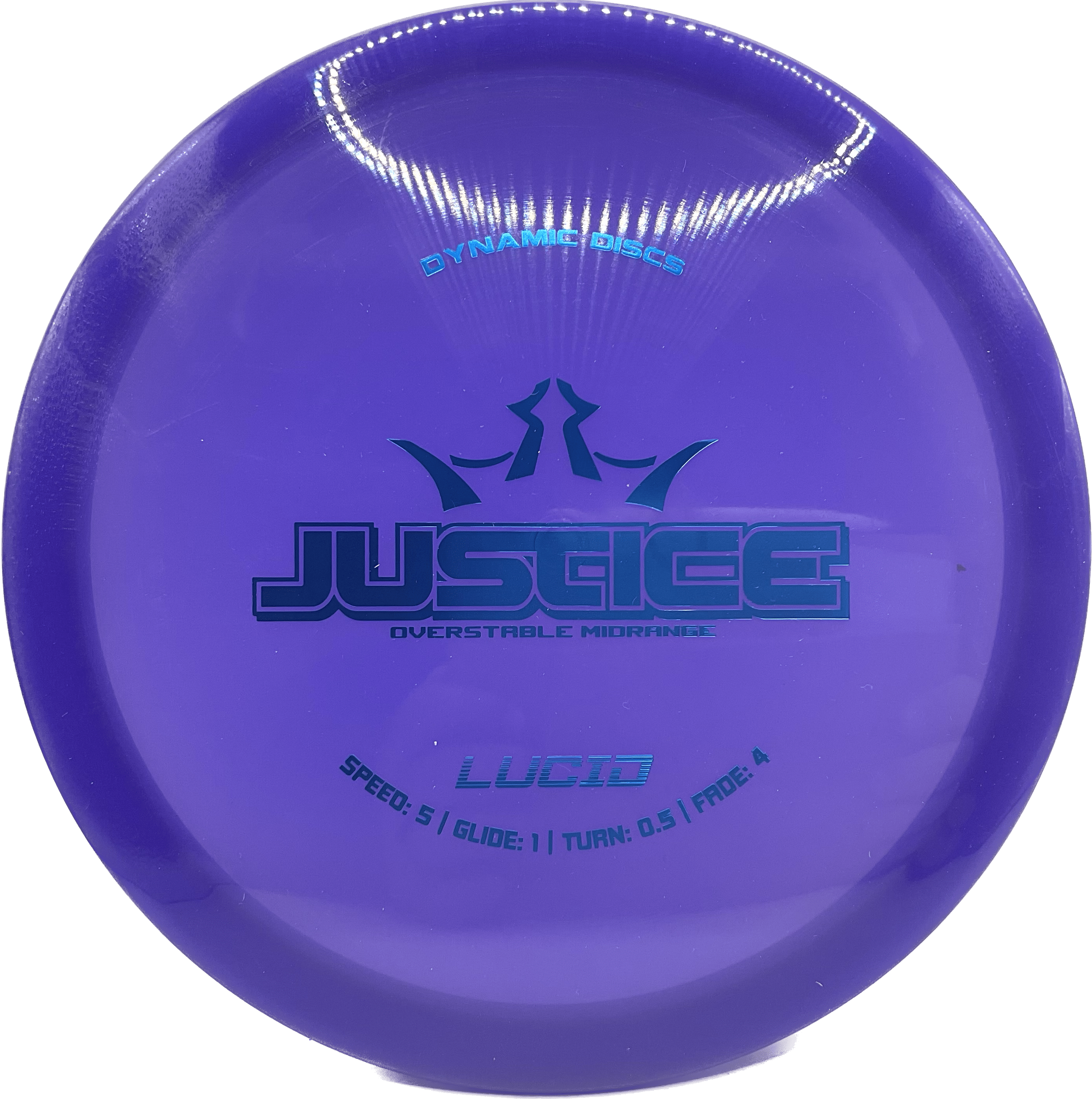 Overthrow Disc Golf Disc Dynamic Discs Justice, Lucid, 173, Purplish-Blue, Blue Metallic