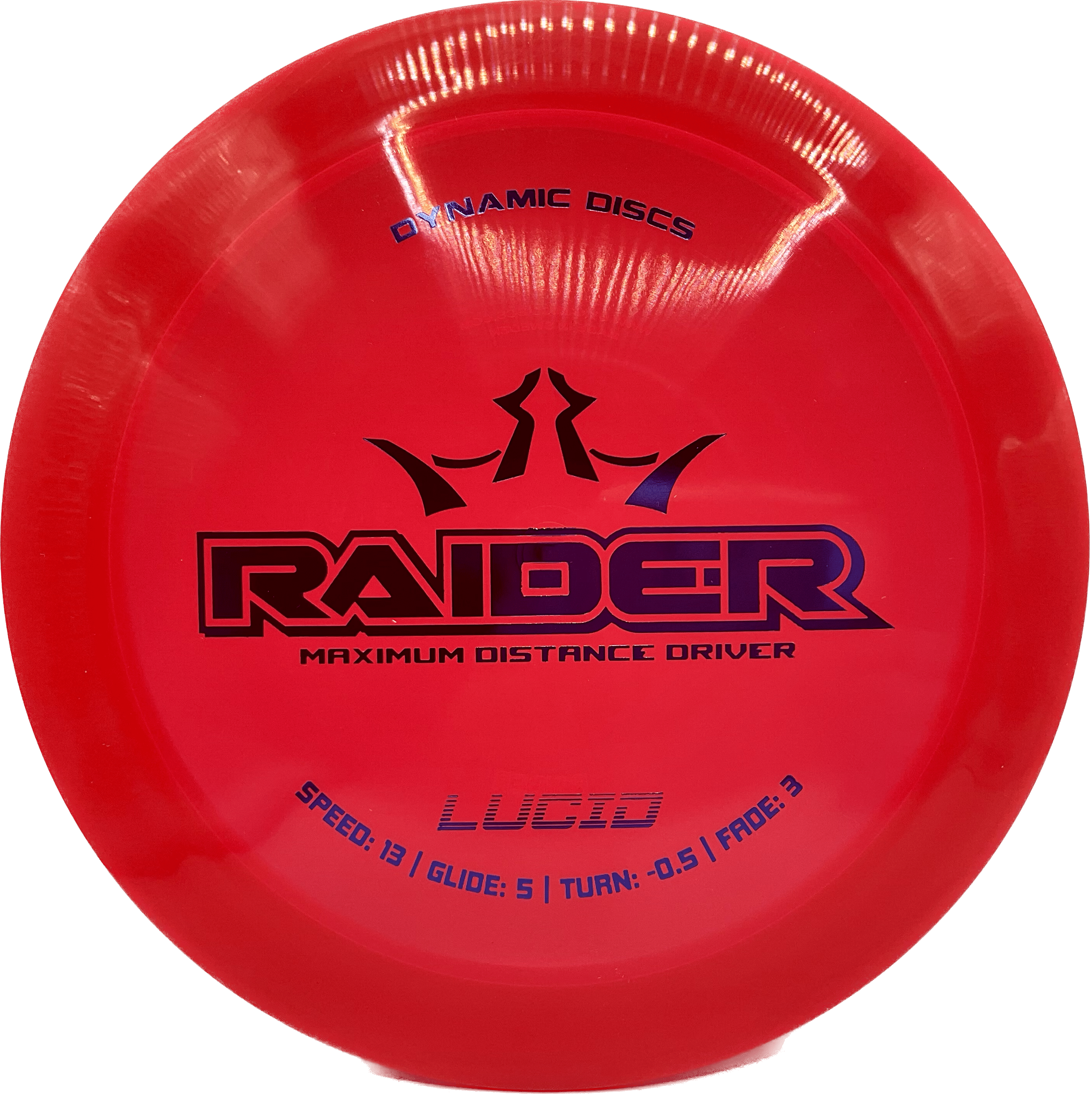 Overthrow Disc Golf Disc Dynamic Discs Raider, Lucid, 171, Red, Blue Metallic