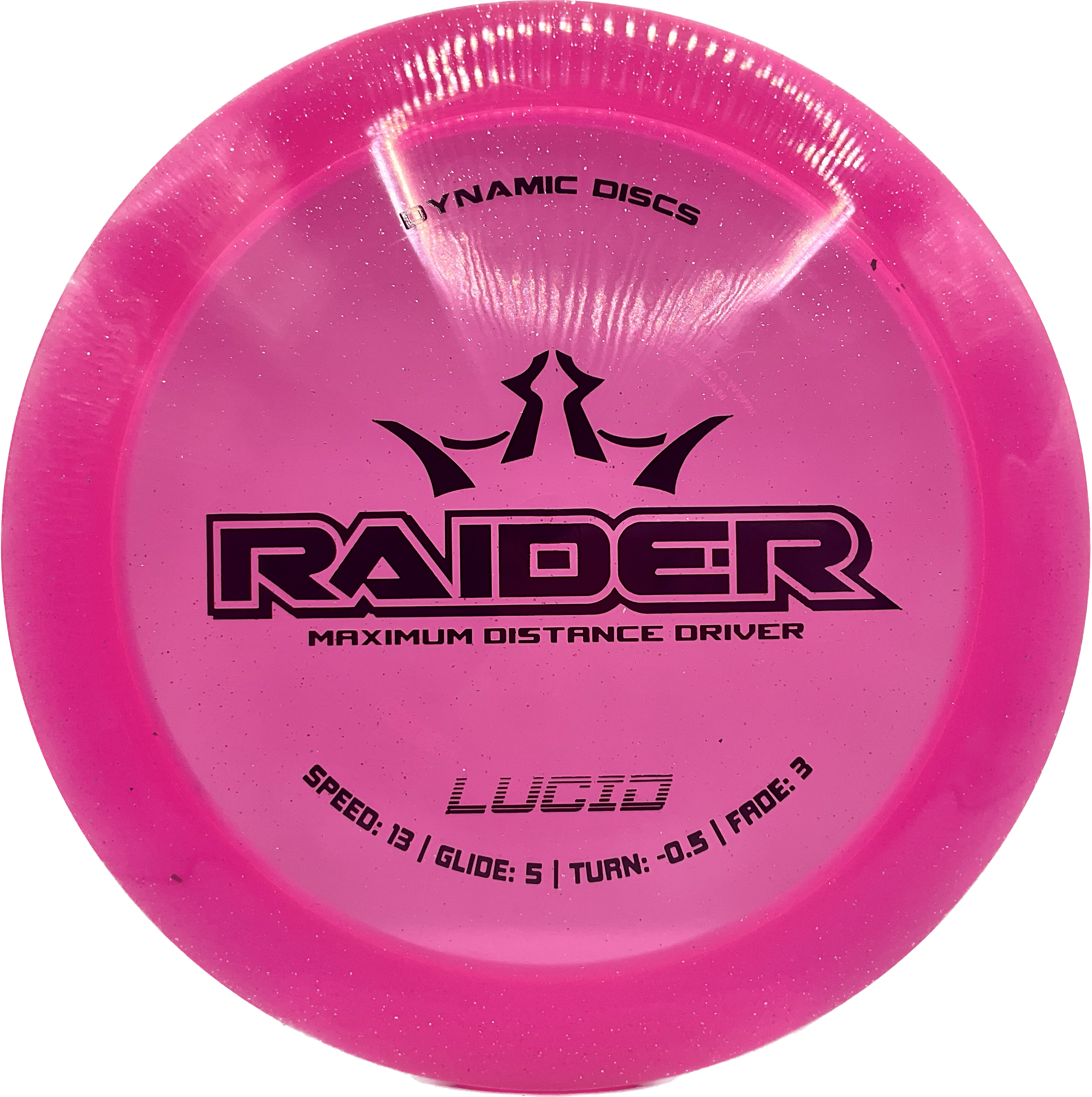 Overthrow Disc Golf Disc Dynamic Discs Raider, Lucid, 176, Sparkly Pink, Black Matte