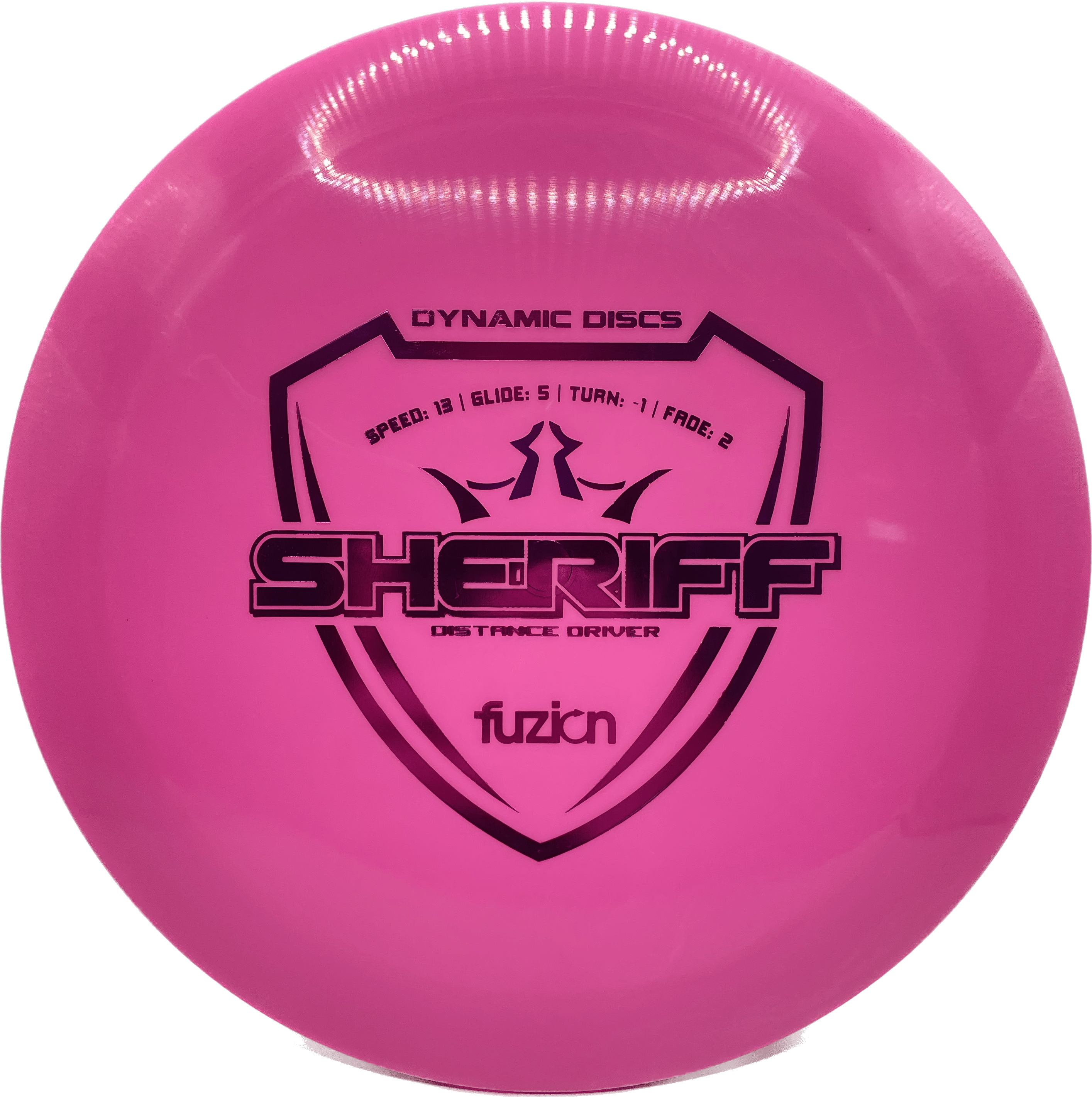 Overthrow Disc Golf Disc Dynamic Discs Sheriff, Fuzion, 175, Pink, Red Metallic