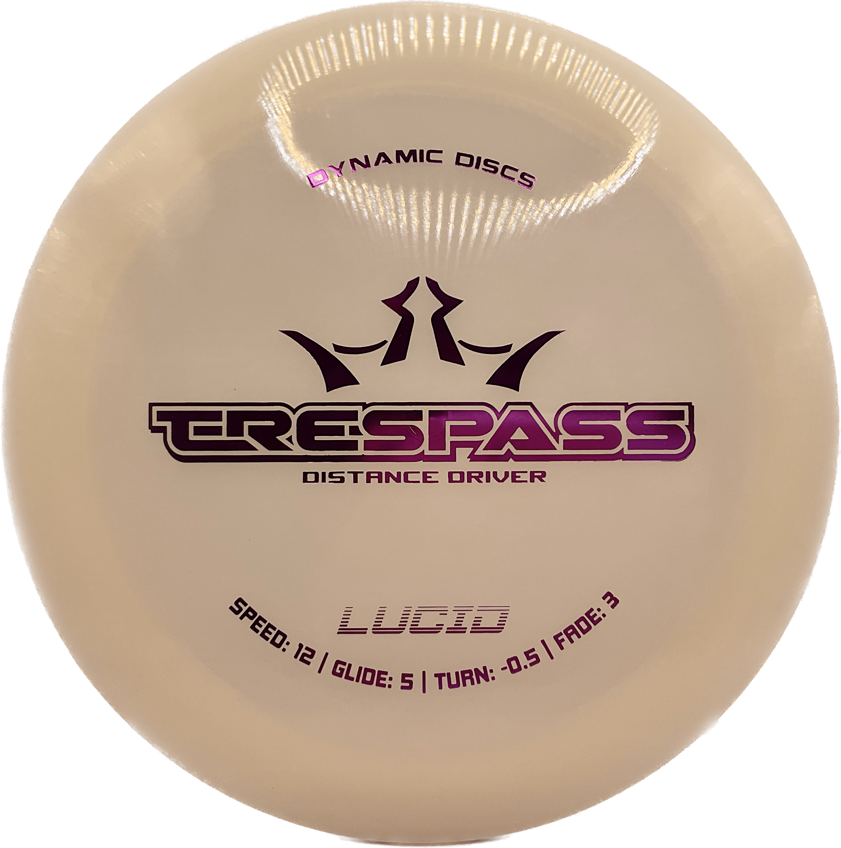 Overthrow Disc Golf Disc Dynamic Discs Trespass, Lucid, 173, White, Purple Metallic