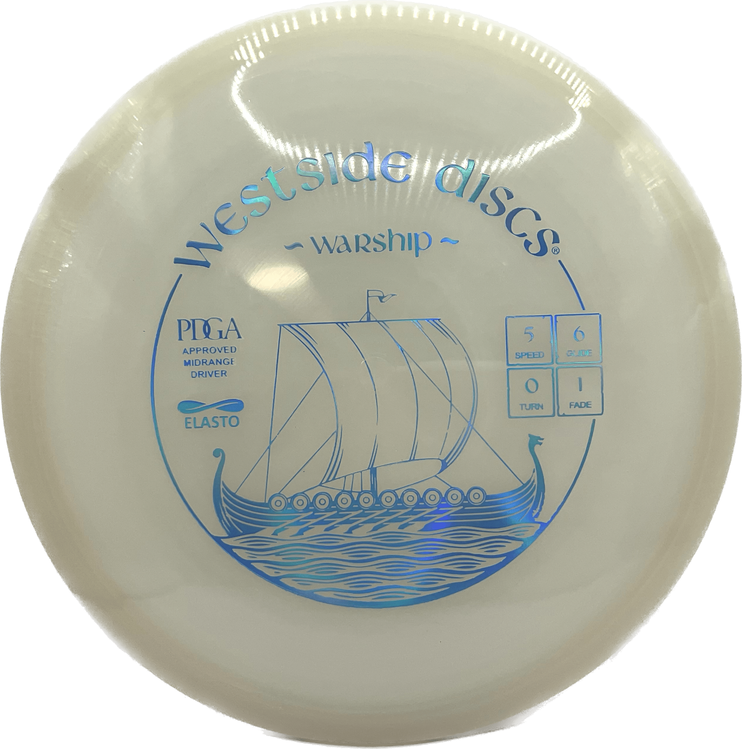 Overthrow Disc Golf Disc Elasto - 170-175 - White - Blue Metallic