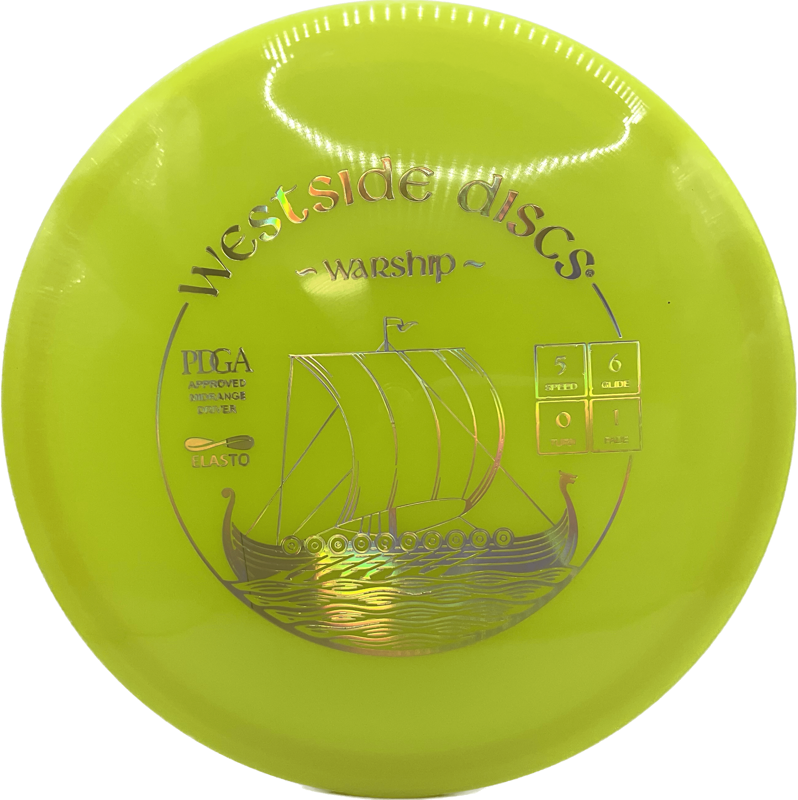 Overthrow Disc Golf Disc Elasto - 176-179 - Dayglow - Gold Holo