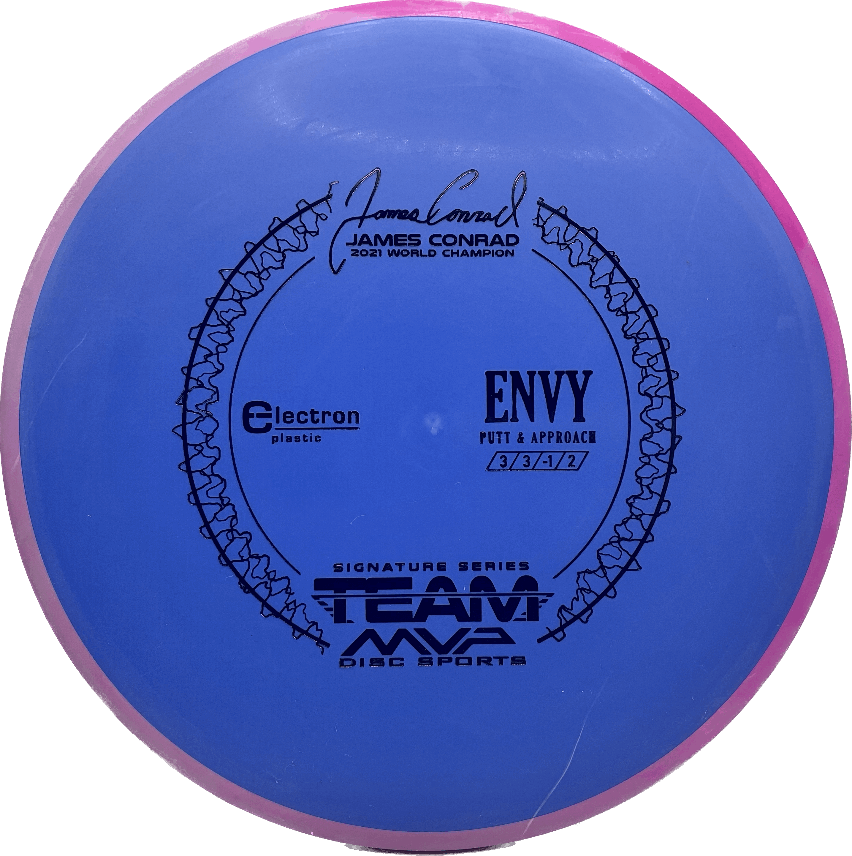 Overthrow Disc Golf Disc Electron - 173 - Dark Blue - Pink Swirl