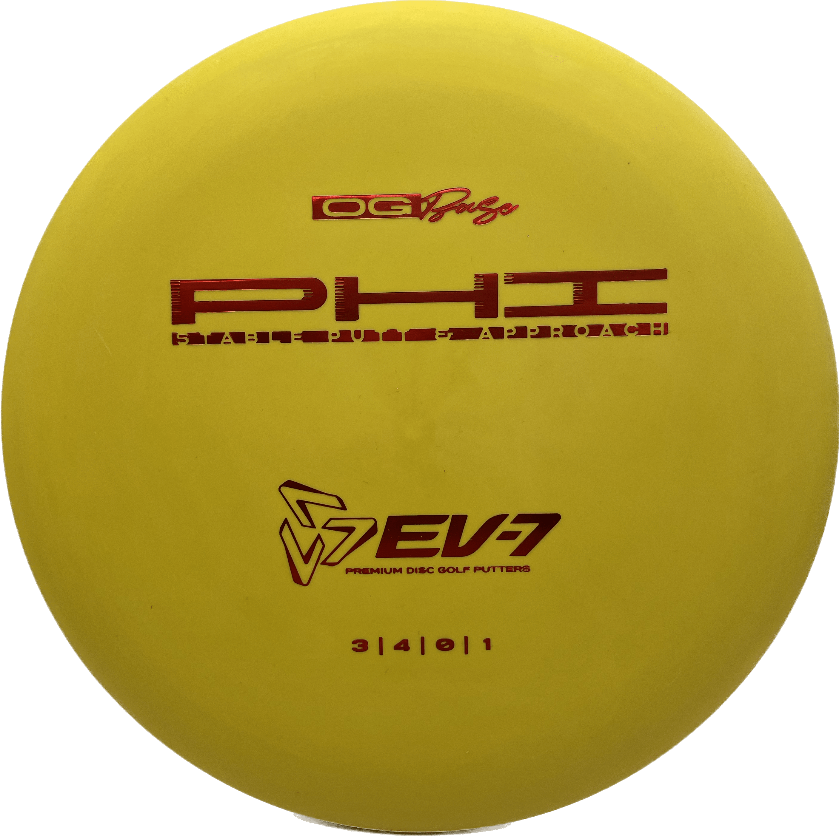 Overthrow Disc Golf Disc OG Base - 173 - Yellow - Red Metallic EV-7 Phi