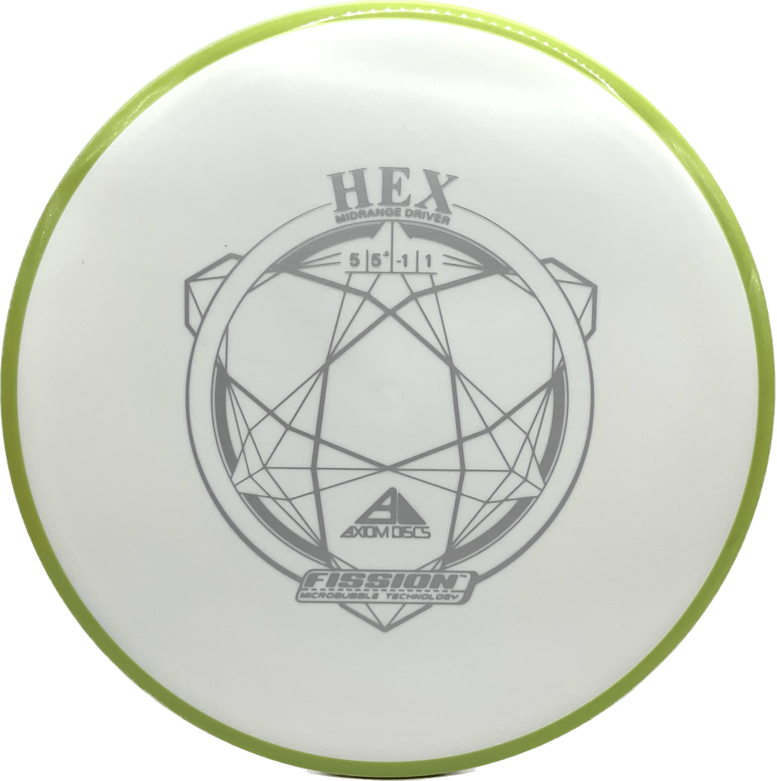 Overthrow Disc Golf Disc Fission - 170-175 - White - Yellow/Green