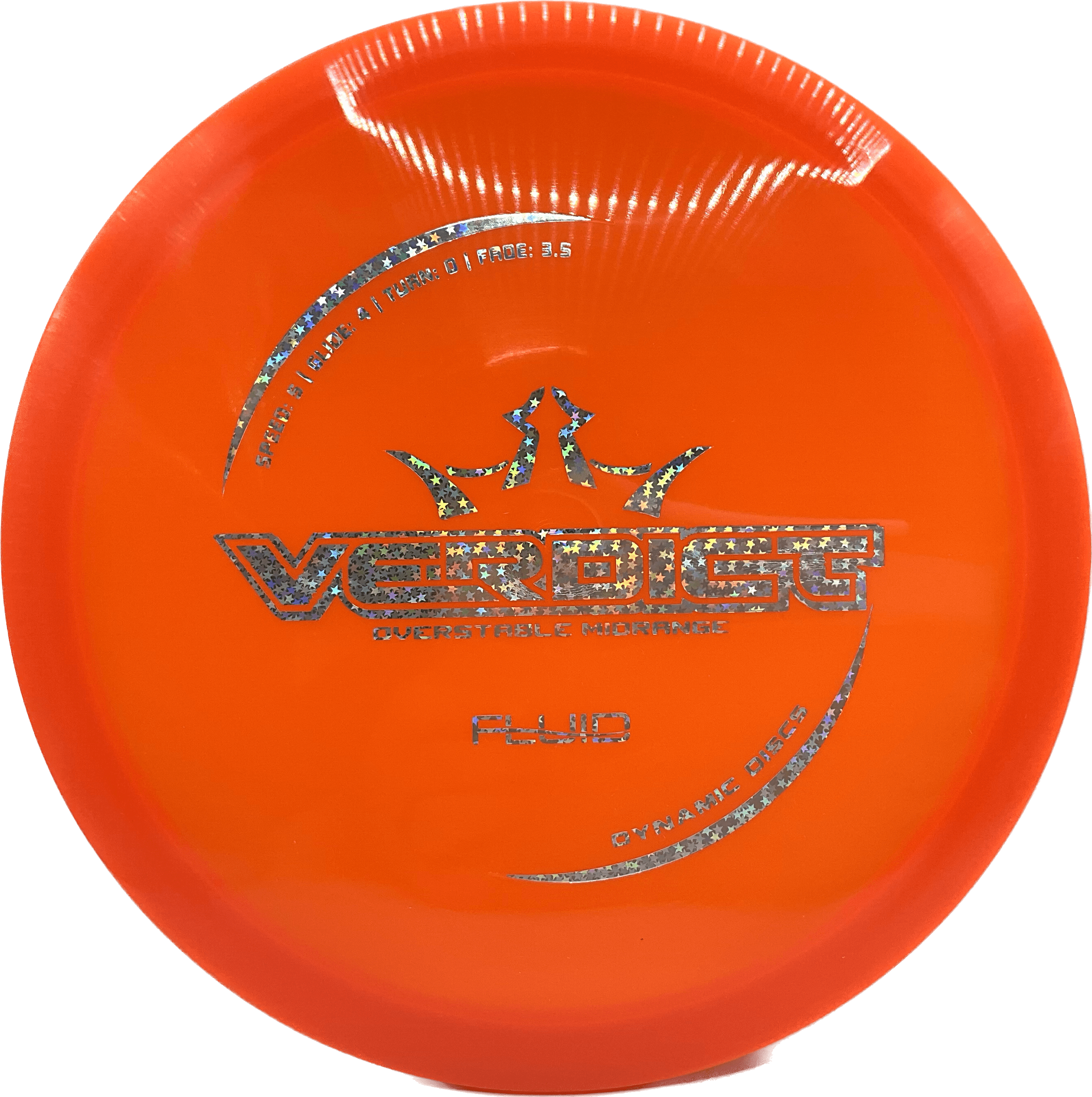 Overthrow Disc Golf Disc Fluid - 177+ - Orange - Silver Mini Stars