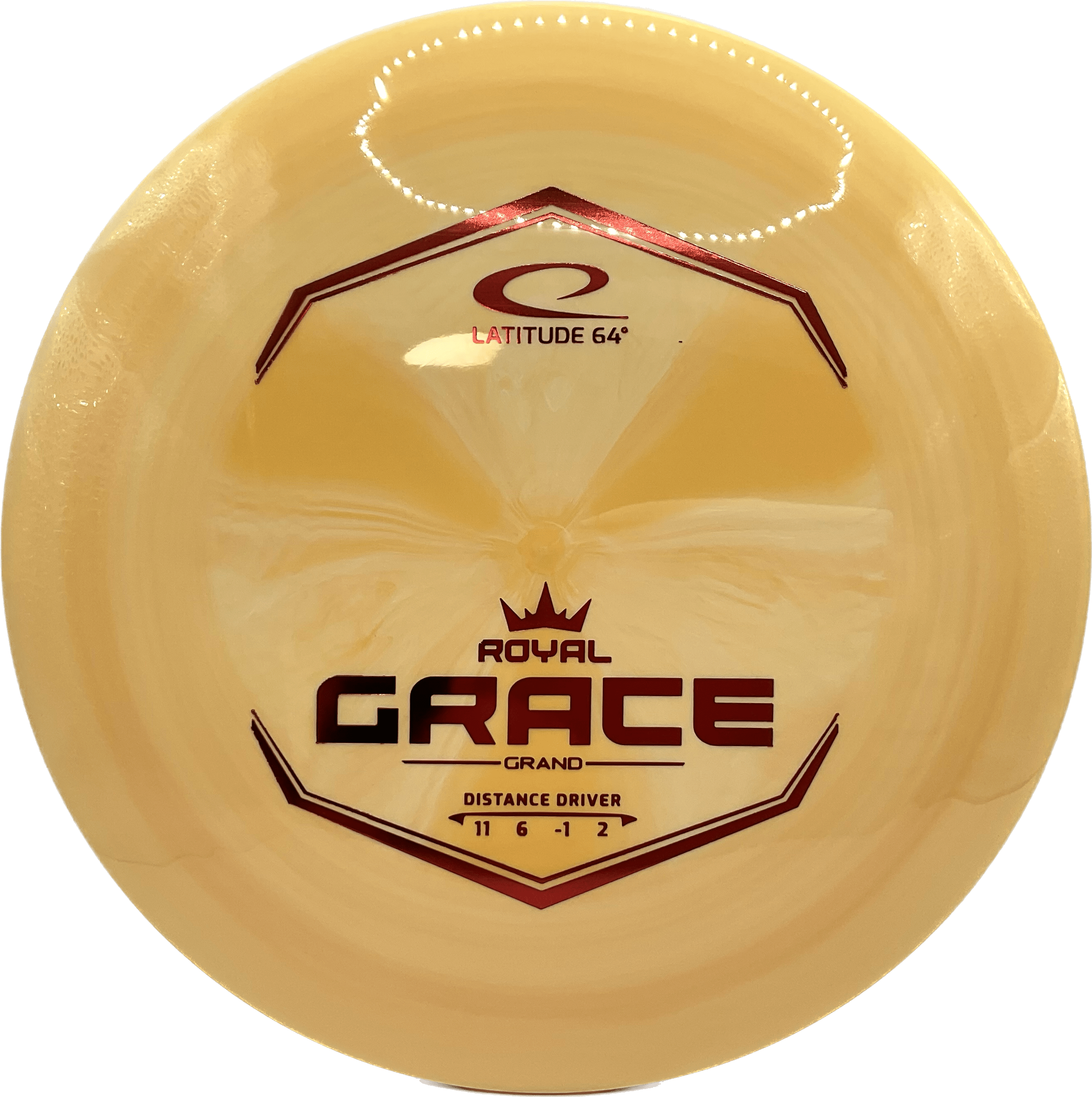 Overthrow Disc Golf Disc Latitude 64 Grace, Royal Grand, 171-175, Peachy Orange, Red Metallic
