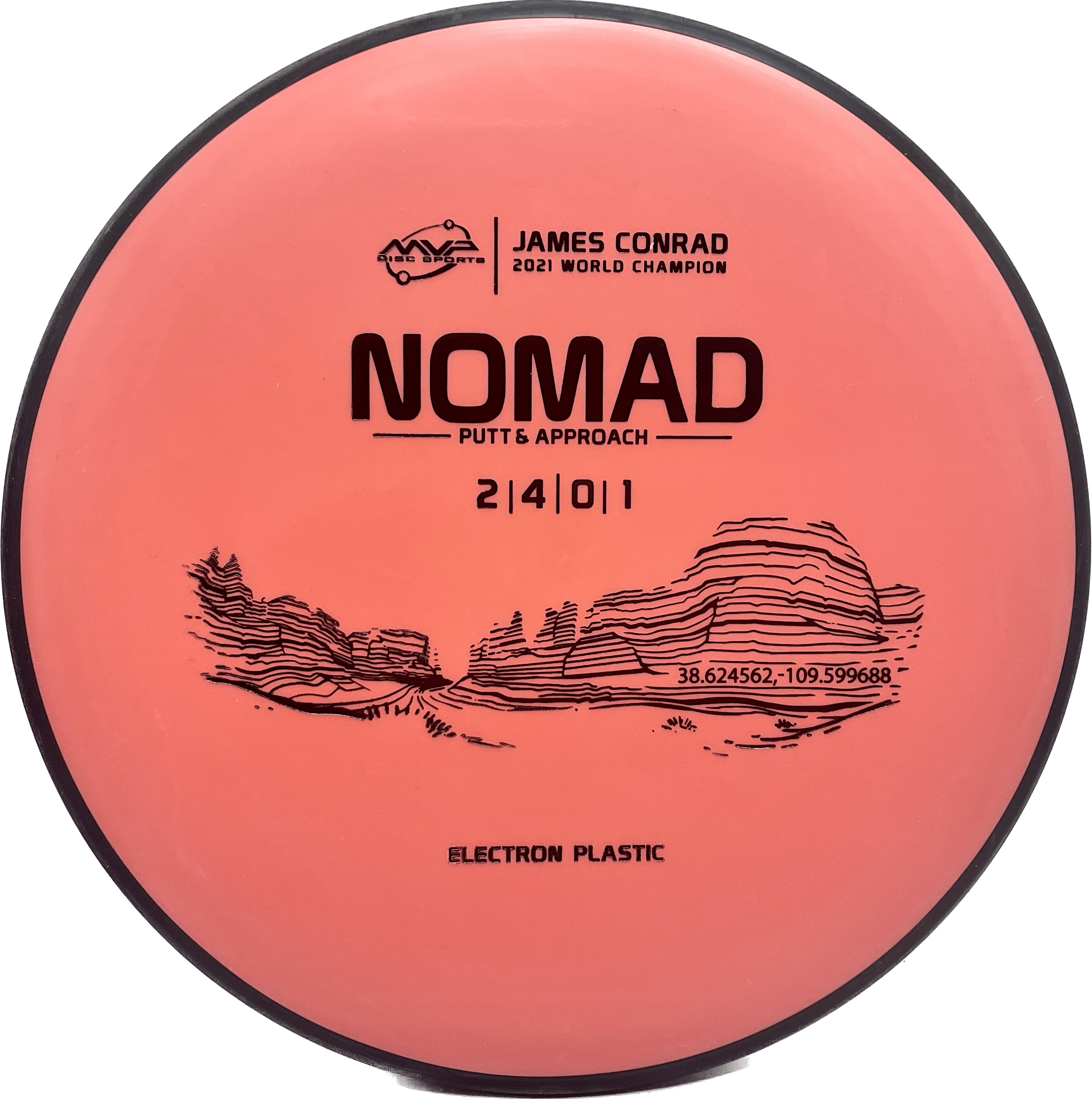 Overthrow Disc Golf Disc MVP Nomad, Electron, 171-175, Salmon, Black