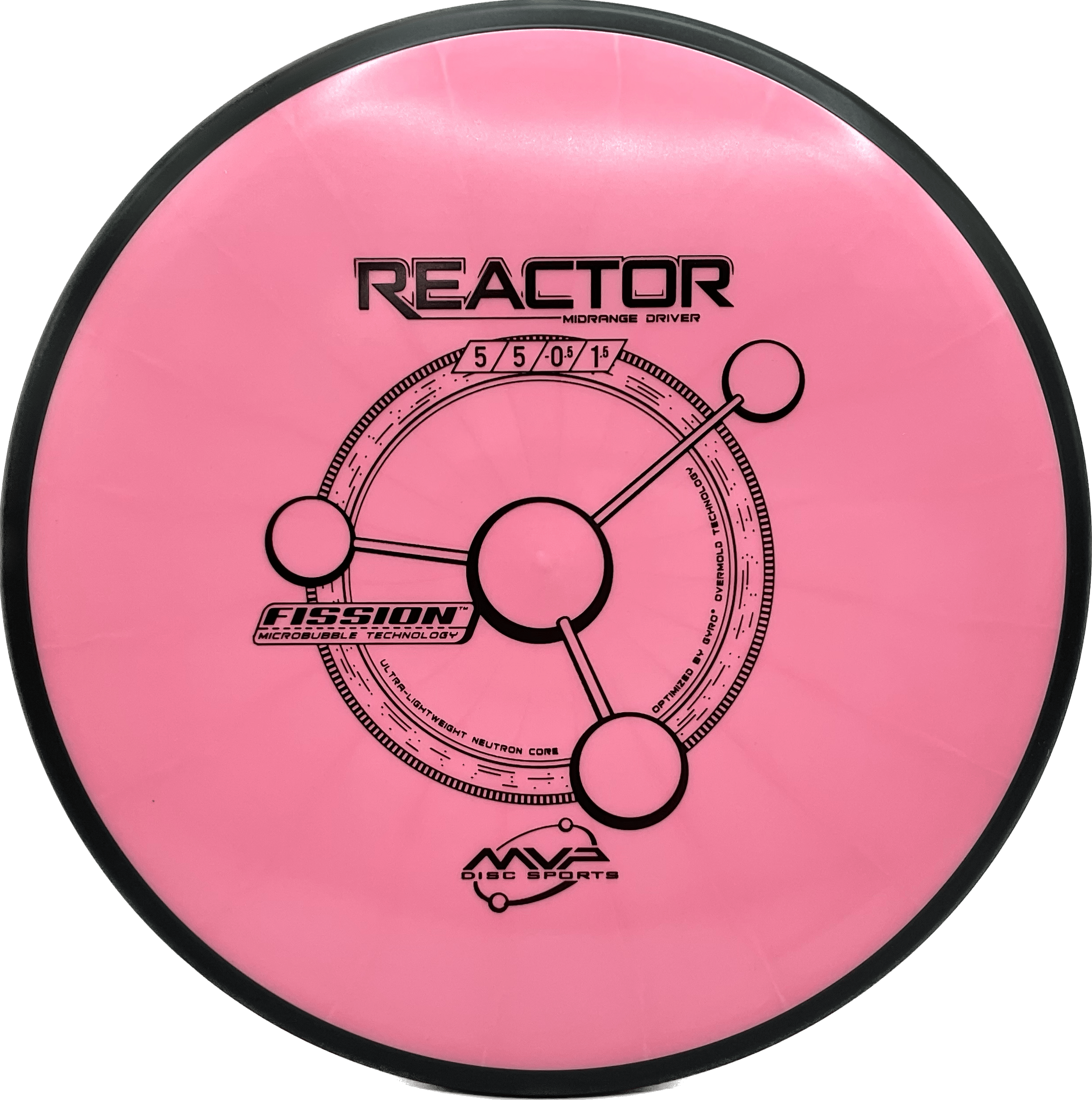 Overthrow Disc Golf Disc MVP Reactor, Fission, 160-164, Pink, Black Matte