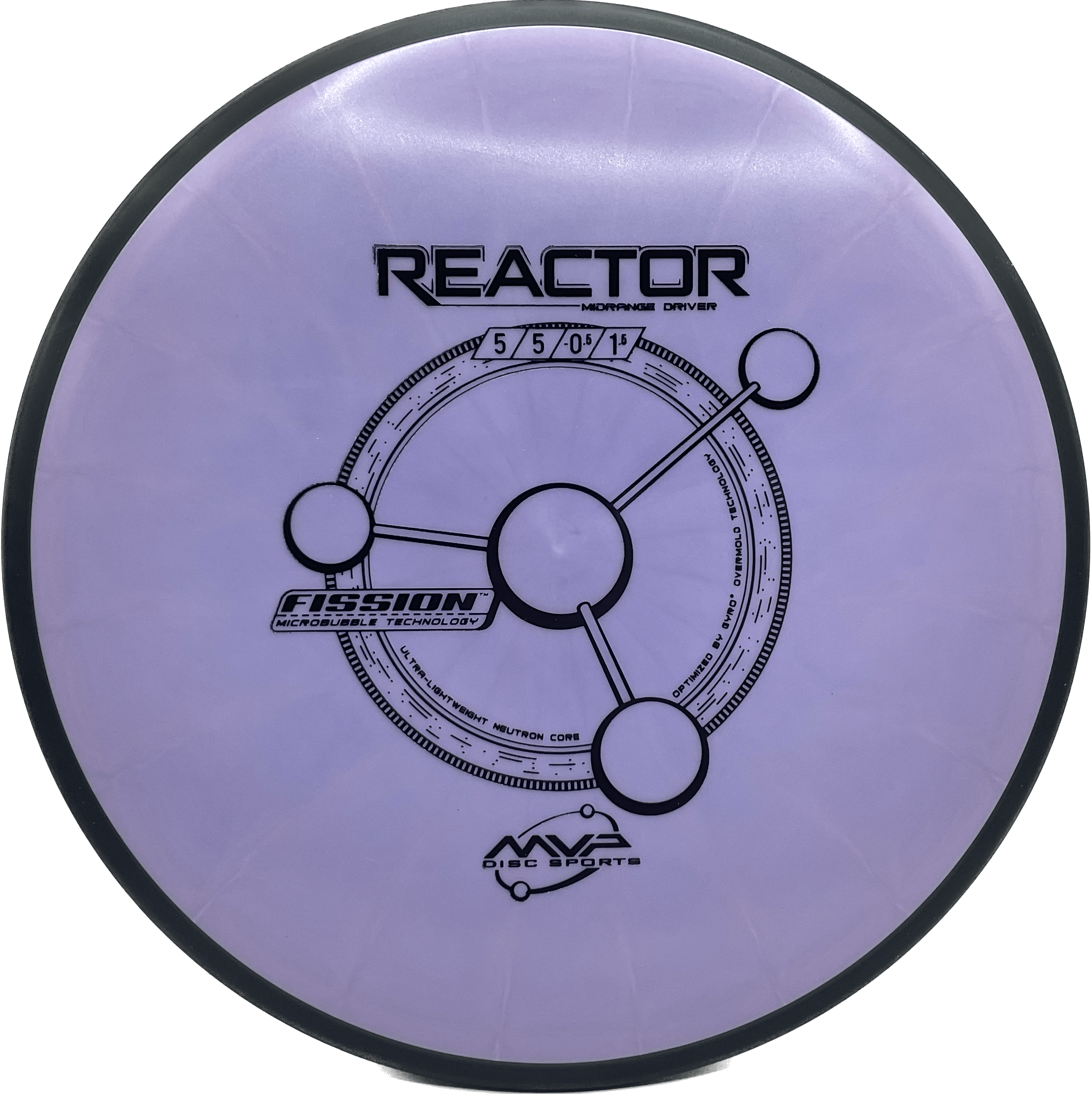 Overthrow Disc Golf Disc MVP Reactor, Fission, 170-175, Purple, Black Matte