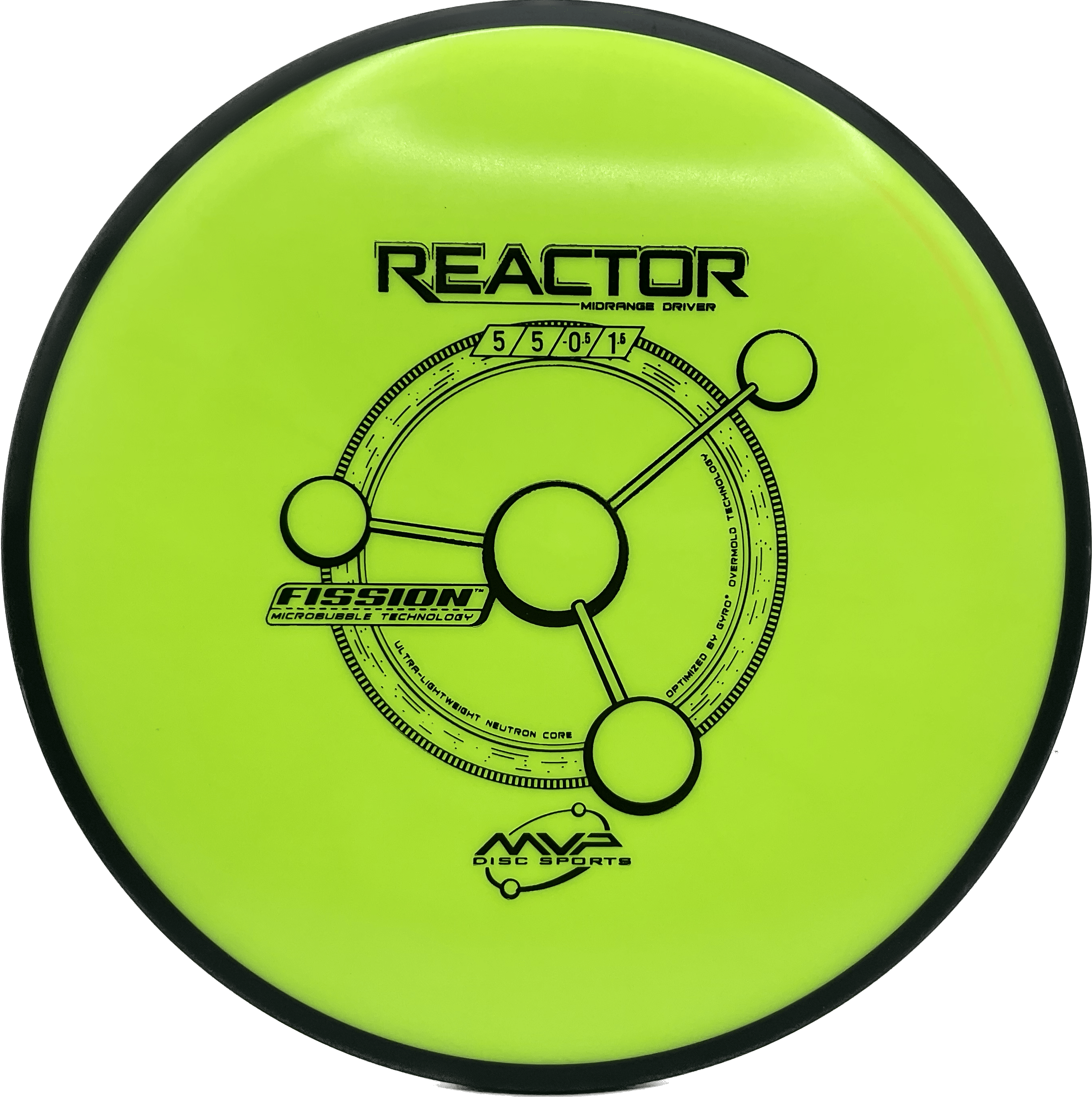 Overthrow Disc Golf Disc MVP Reactor, Fission, 176-179, Dayglow, Black Matte