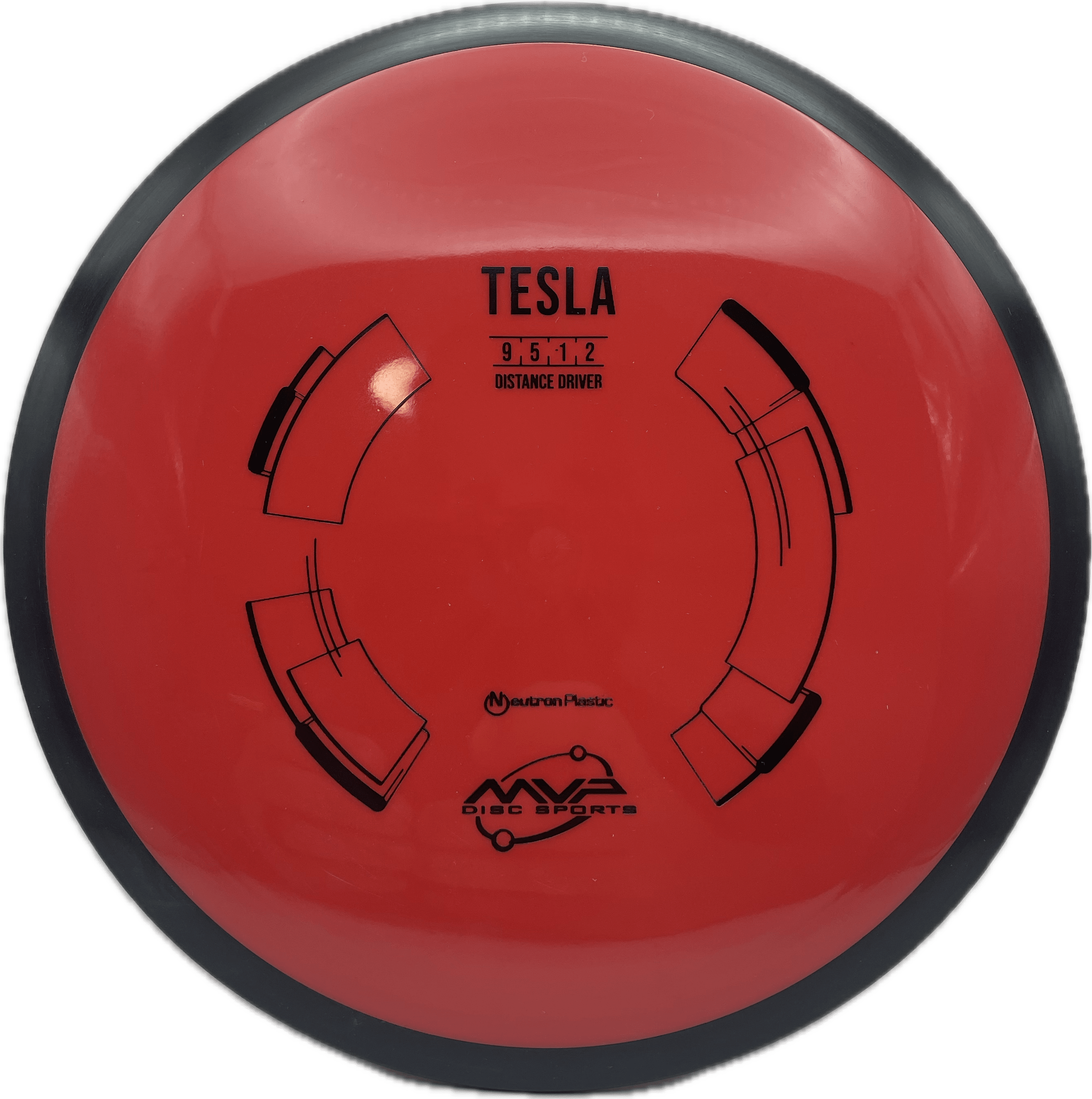 Overthrow Disc Golf Disc MVP Tesla, Neutron, 170-175, Red, Stock