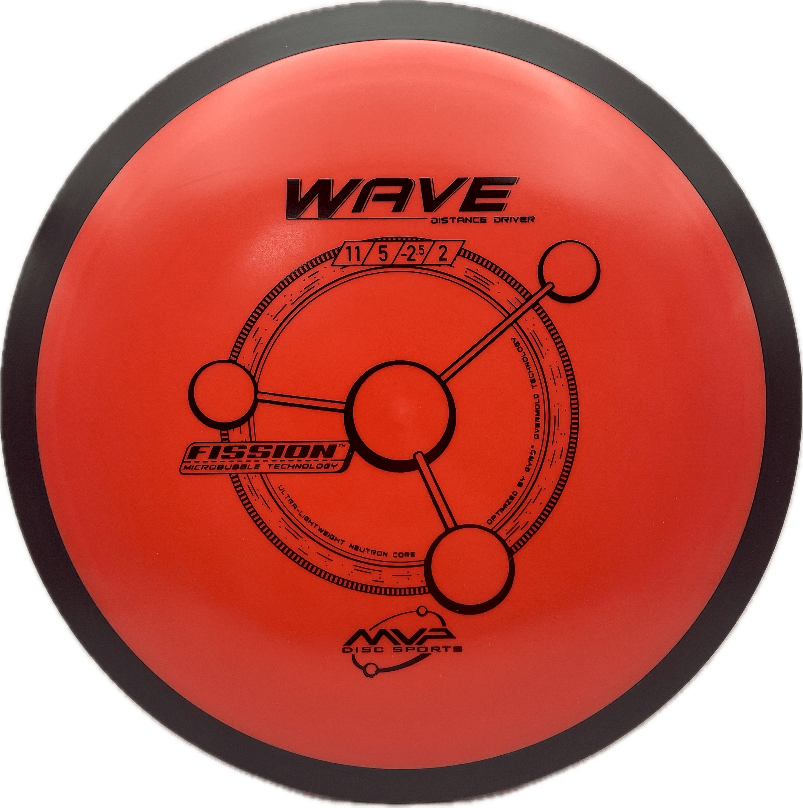 Overthrow Disc Golf Disc MVP Wave, Fission, 168, Red, Stock